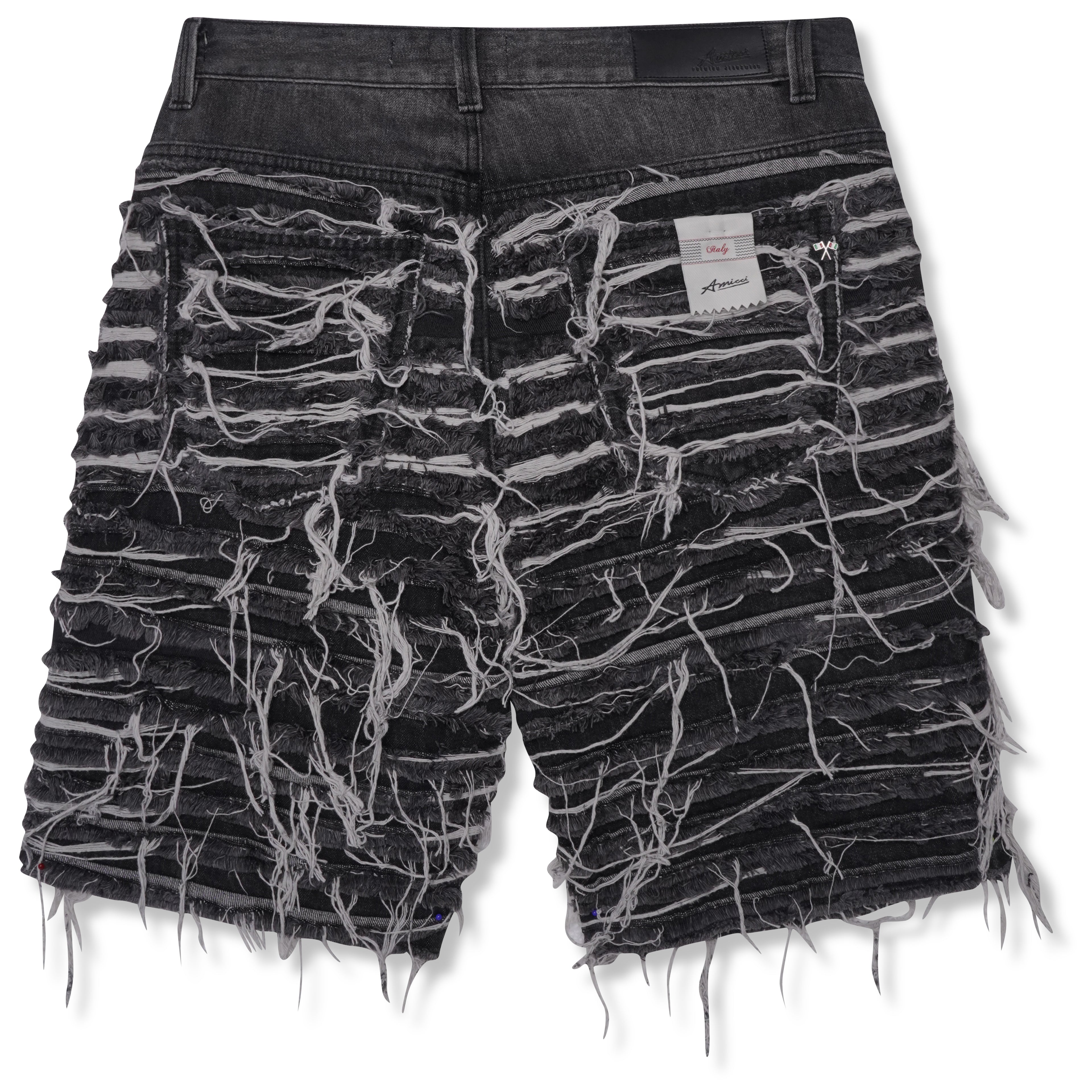Sassari Frayed Black Denim Shorts
