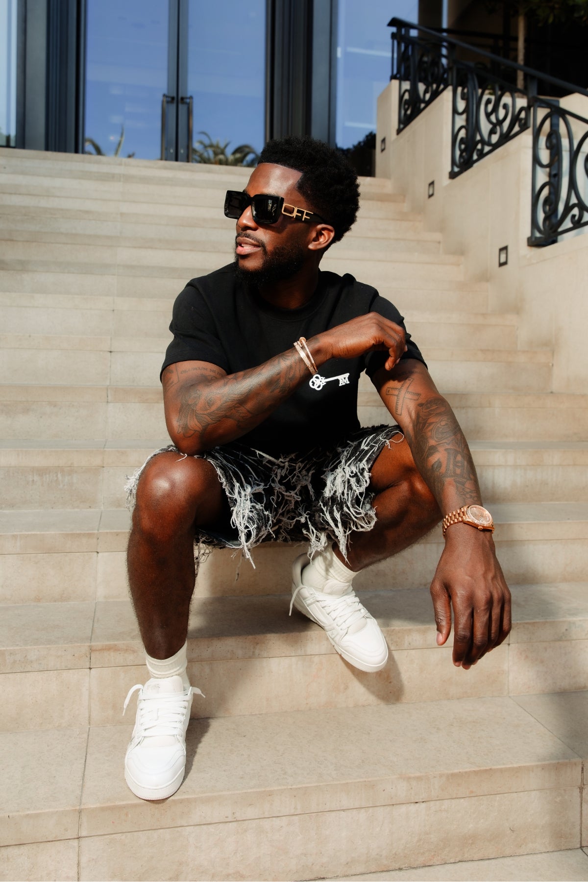 Sassari Frayed Black Denim Shorts