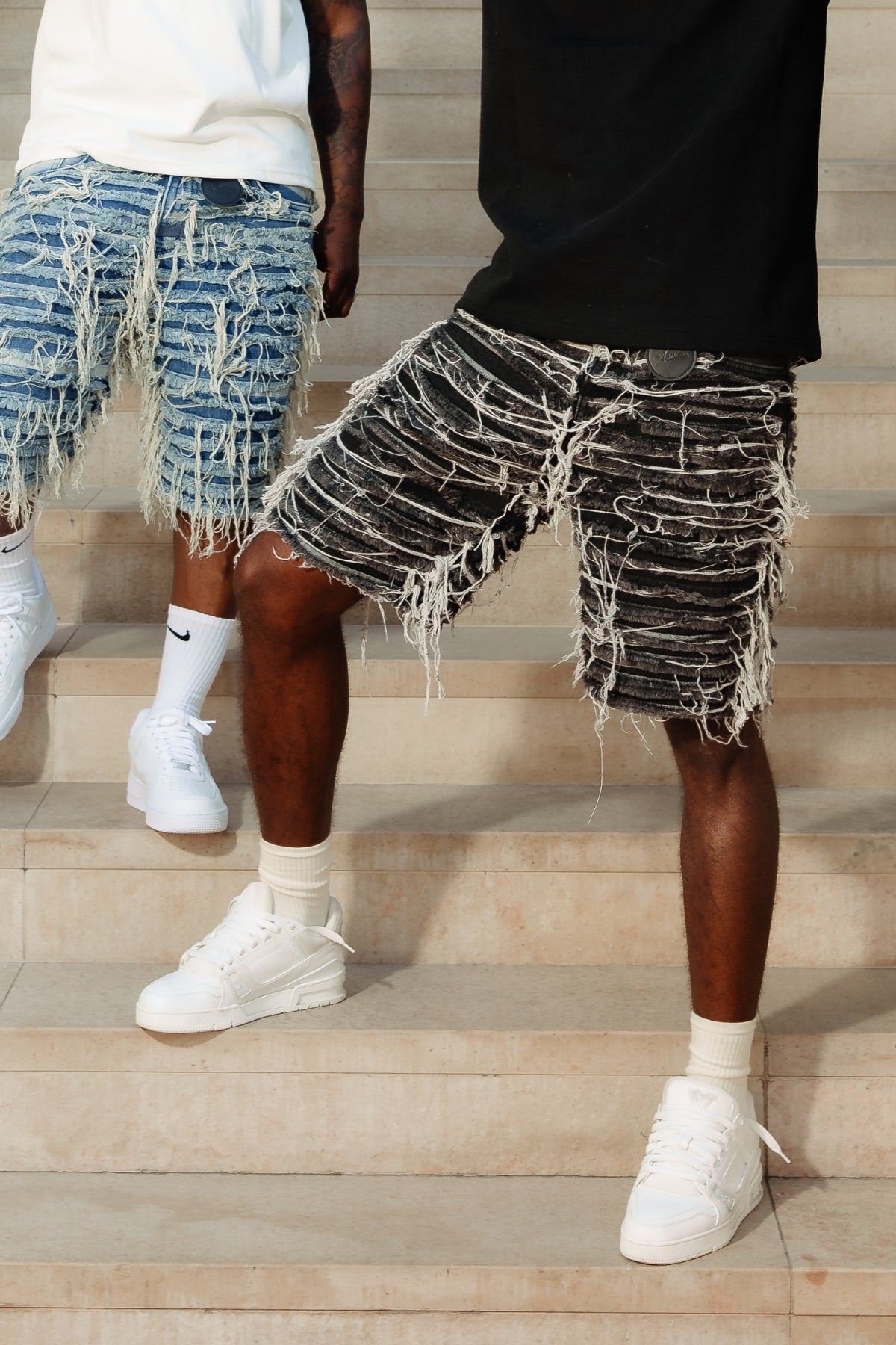 Sassari Frayed Black Denim Shorts