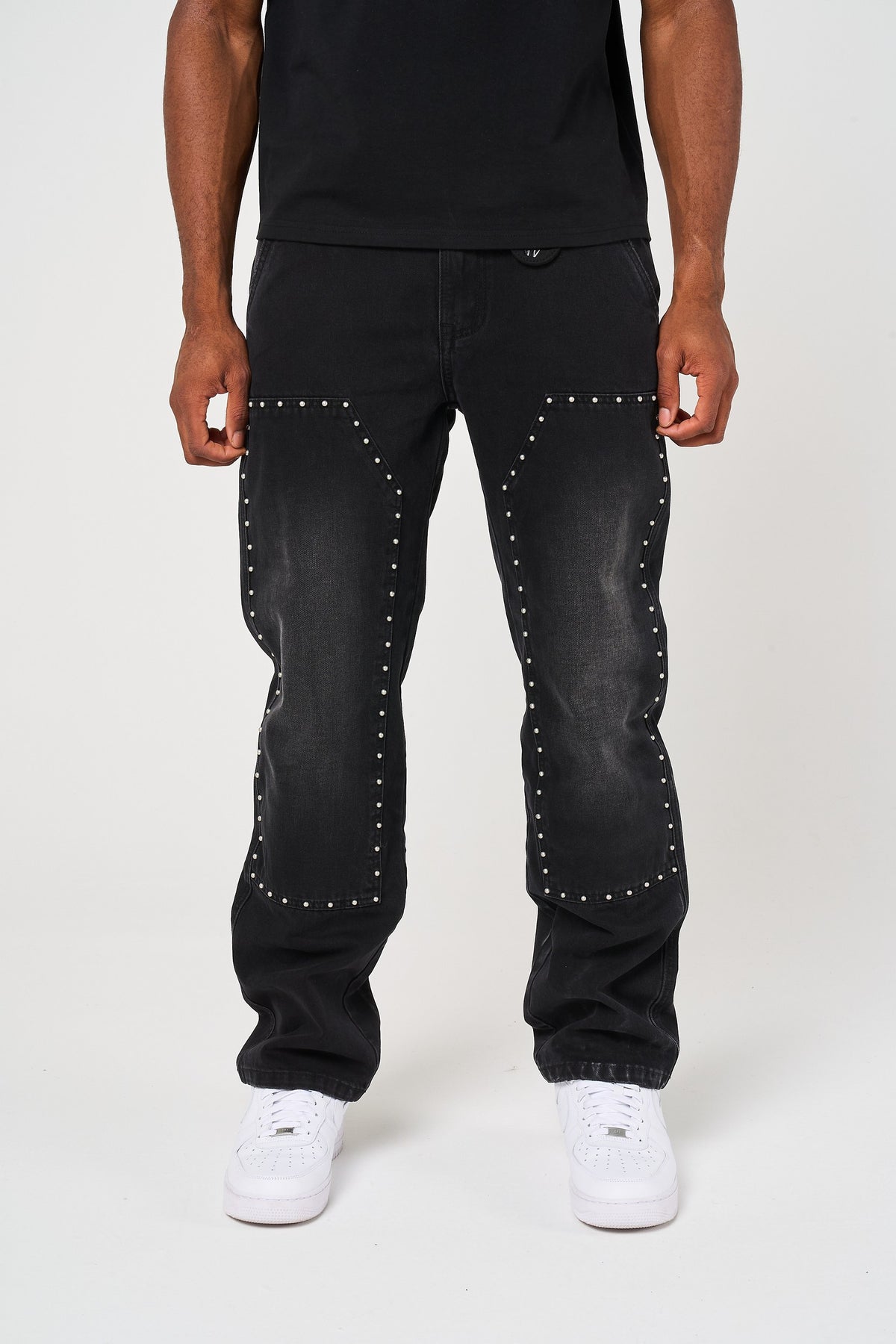 Haulier Zwart Spijkerdenim met Studs