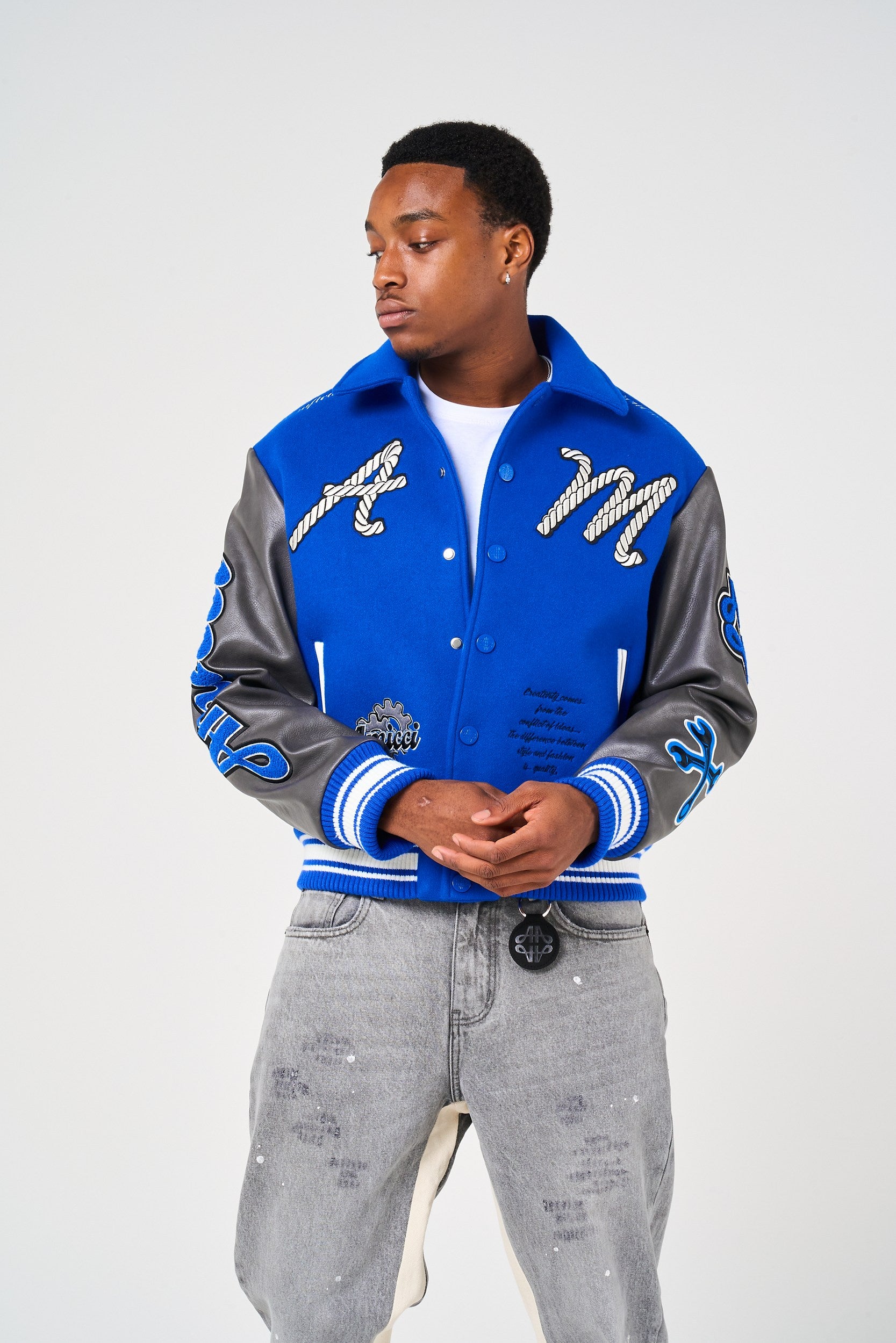 Taras Navy Varsity Jacket