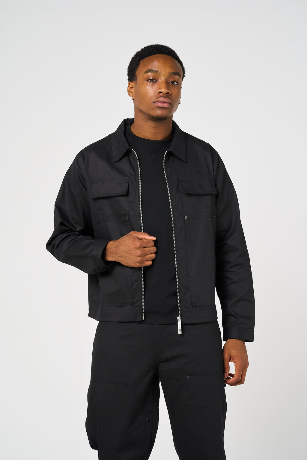 Wyatt Black Twill Overshirt