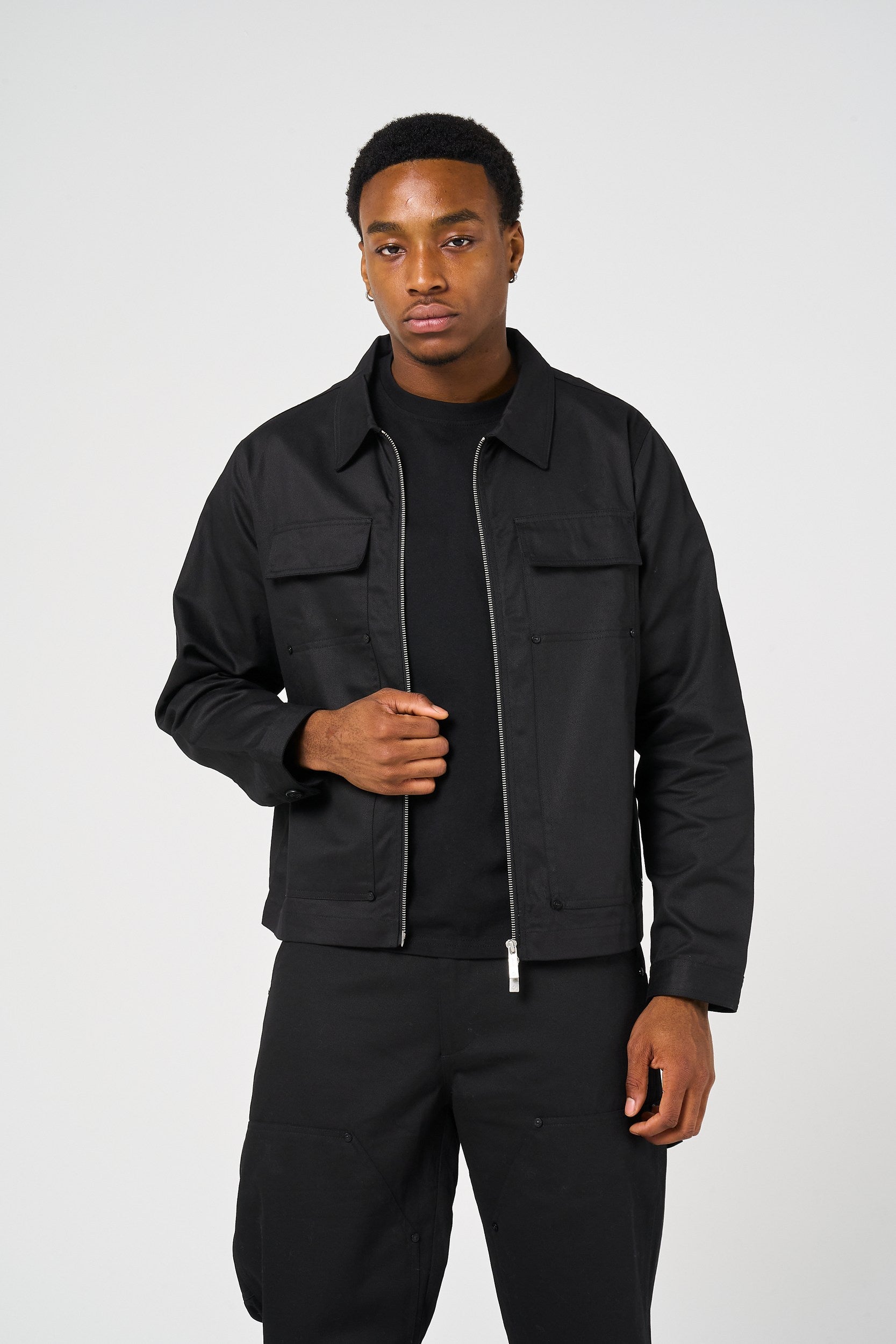 Wyatt Black Twill Overshirt