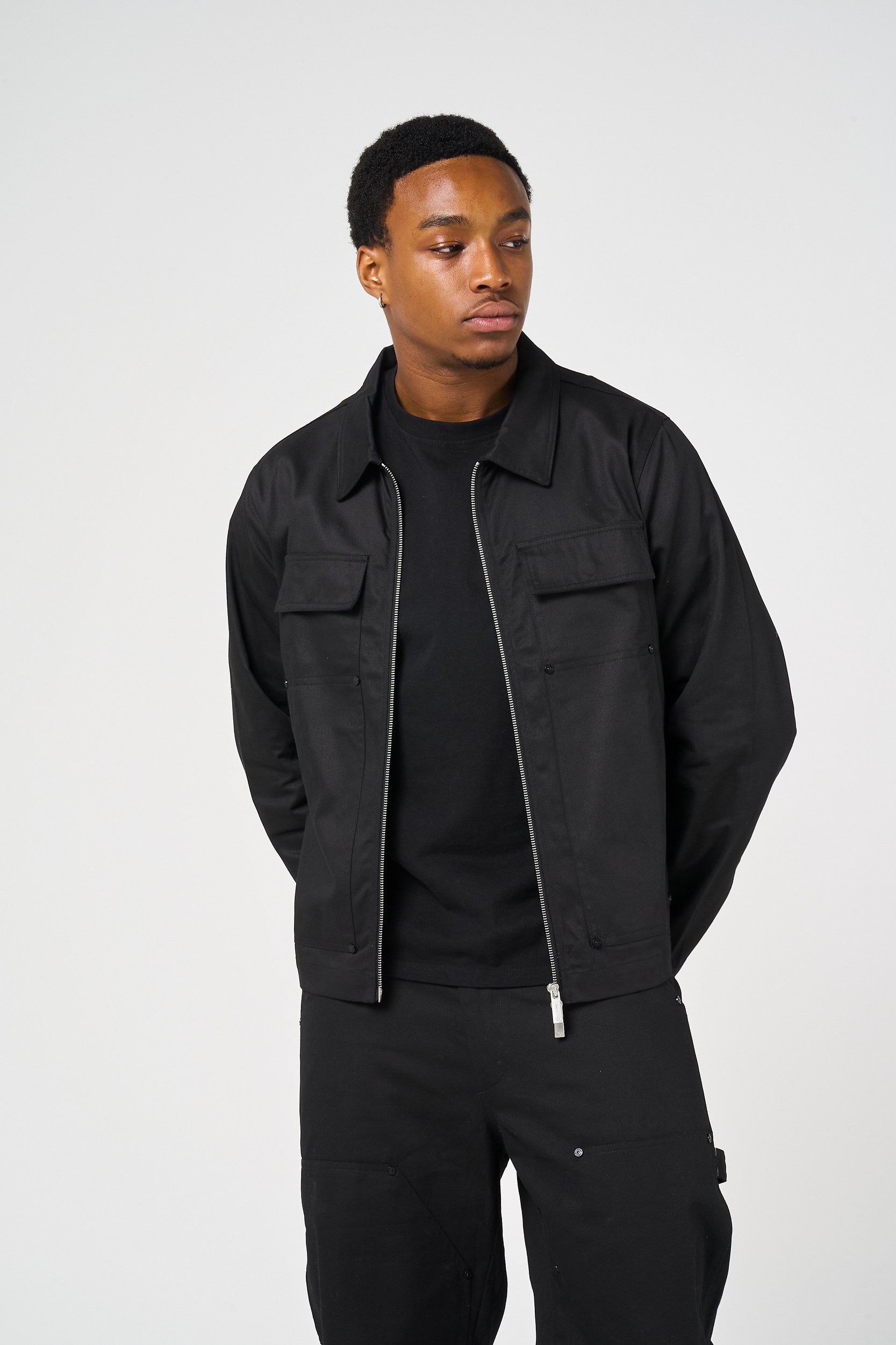 Wyatt Black Twill Overshirt