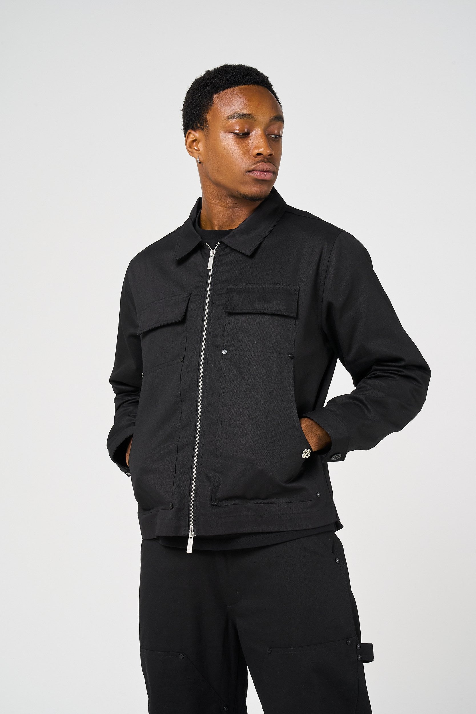 Wyatt Black Twill Overshirt