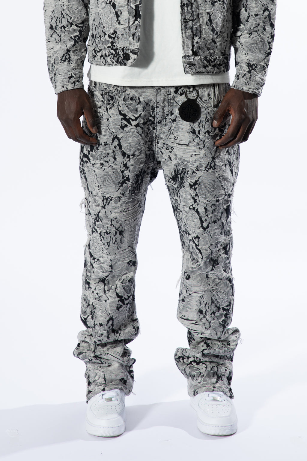 Amelio Jacquard Denim Jeans Zwart