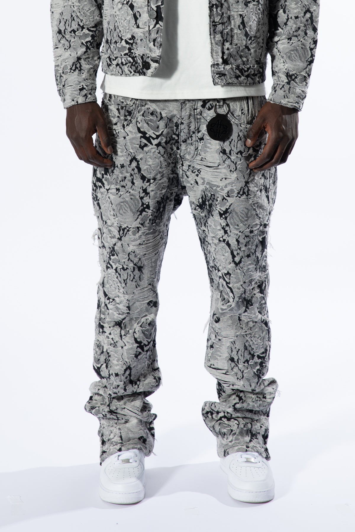 Amelio Jacquard Denim Jeans Zwart