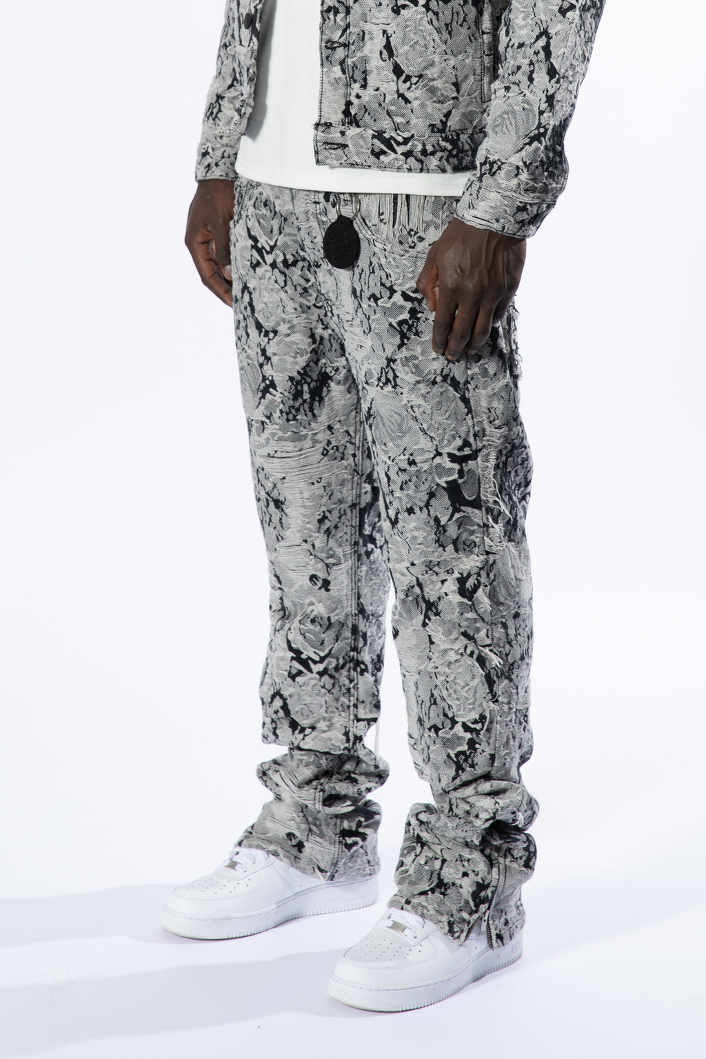 Amelio Jacquard Denim Jeans Zwart