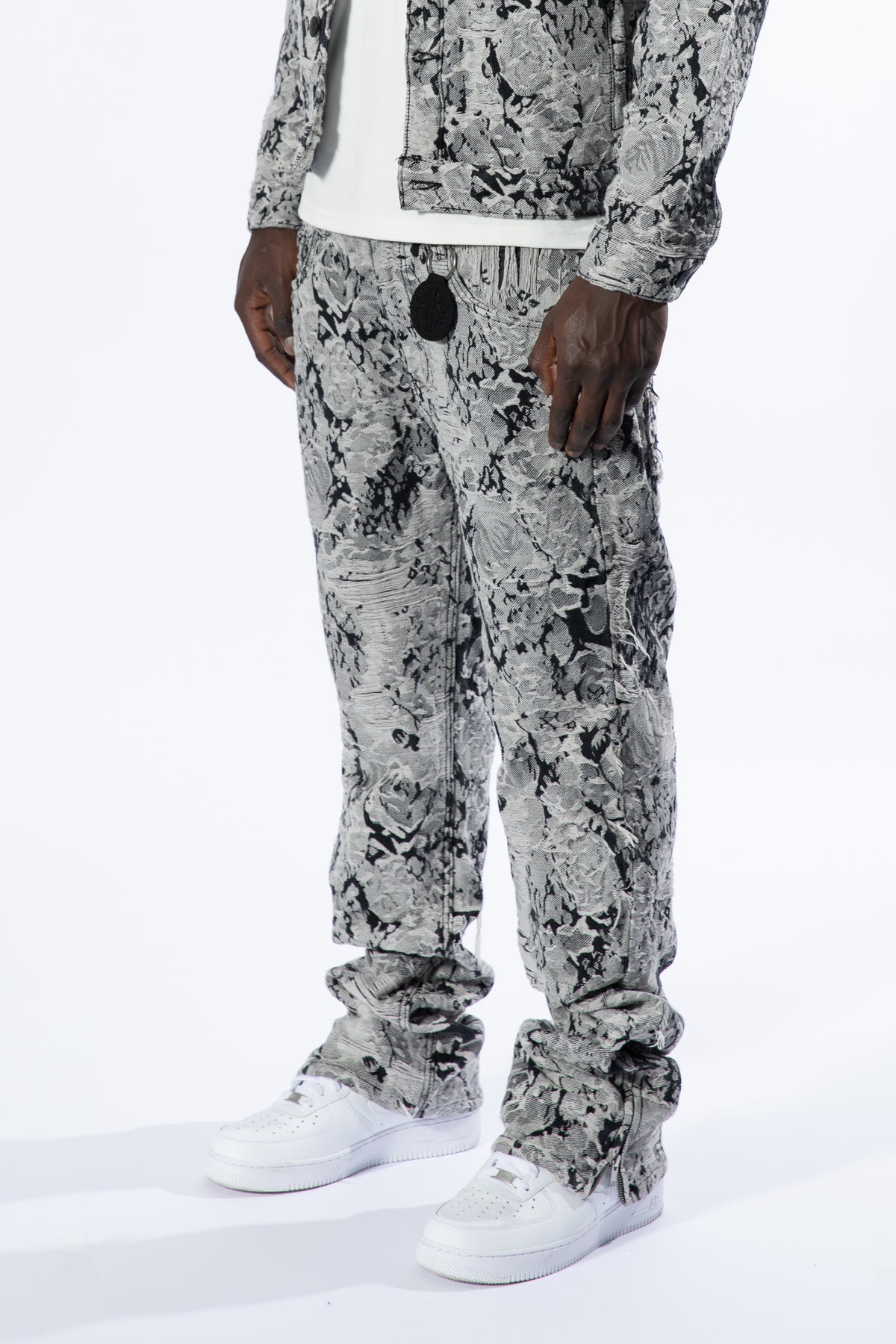 Amelio Jacquard Denim Jeans Zwart