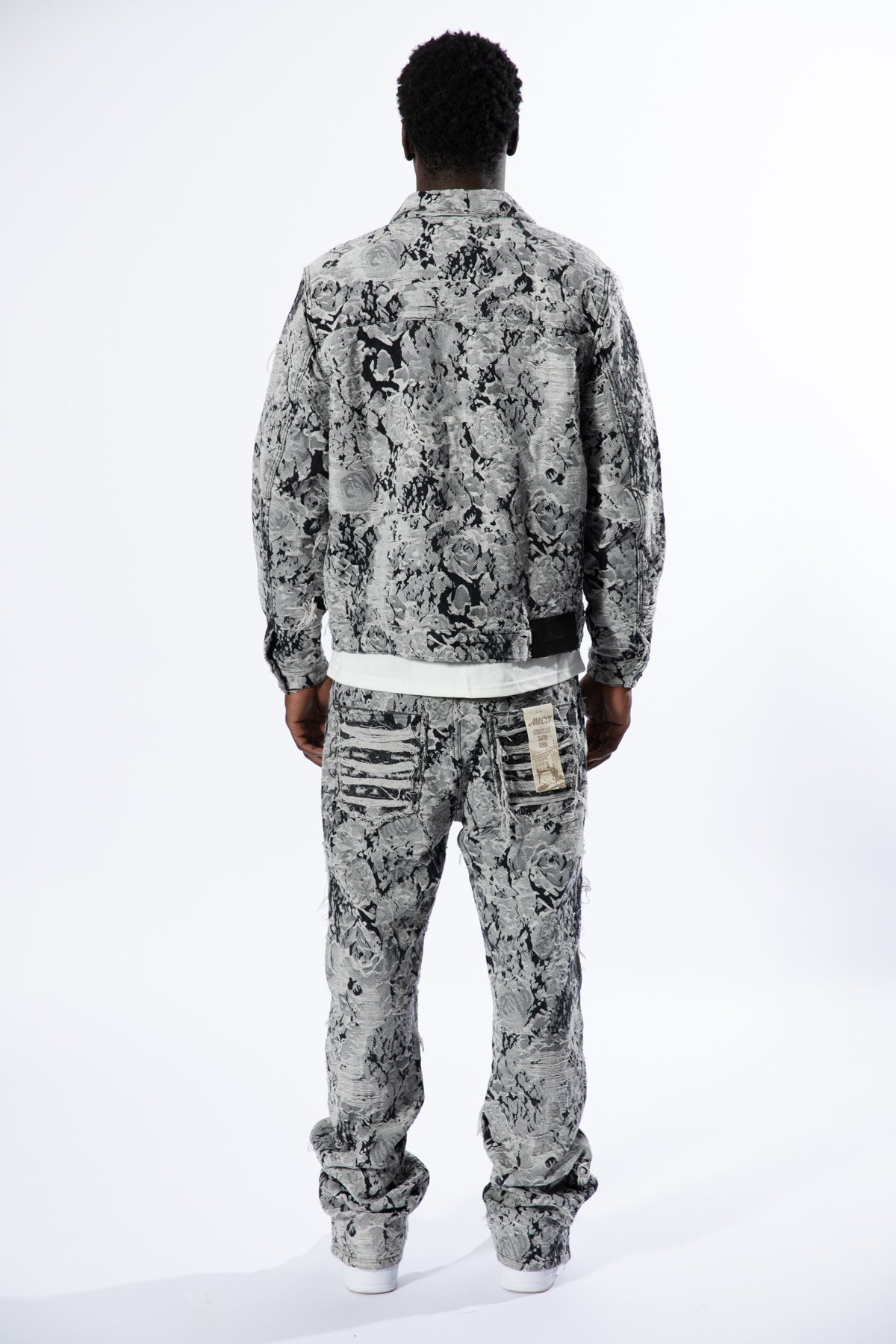 Amelio Jacquard Denim Jeans Zwart
