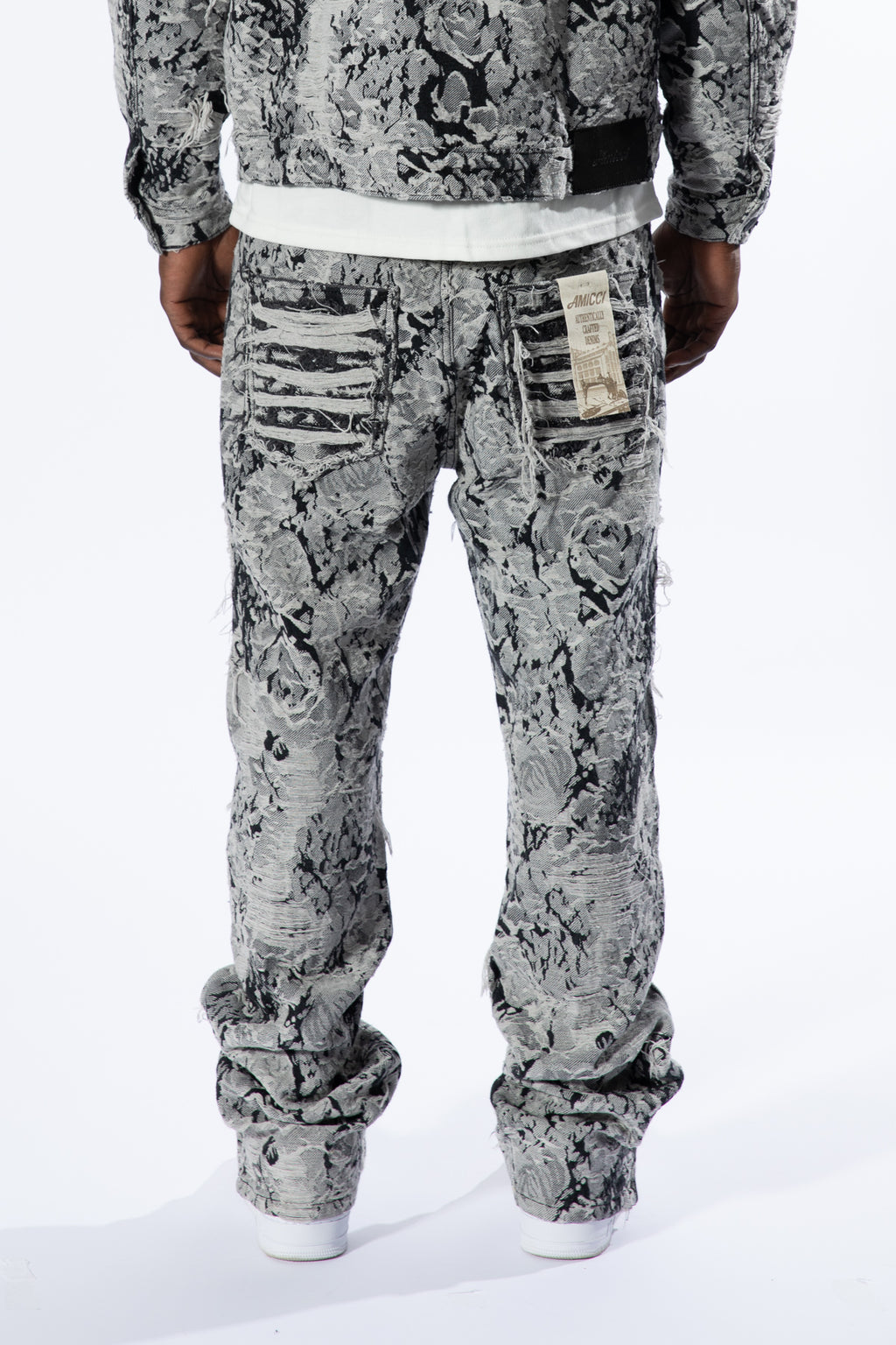 Amelio Jacquard Denim Jeans Zwart