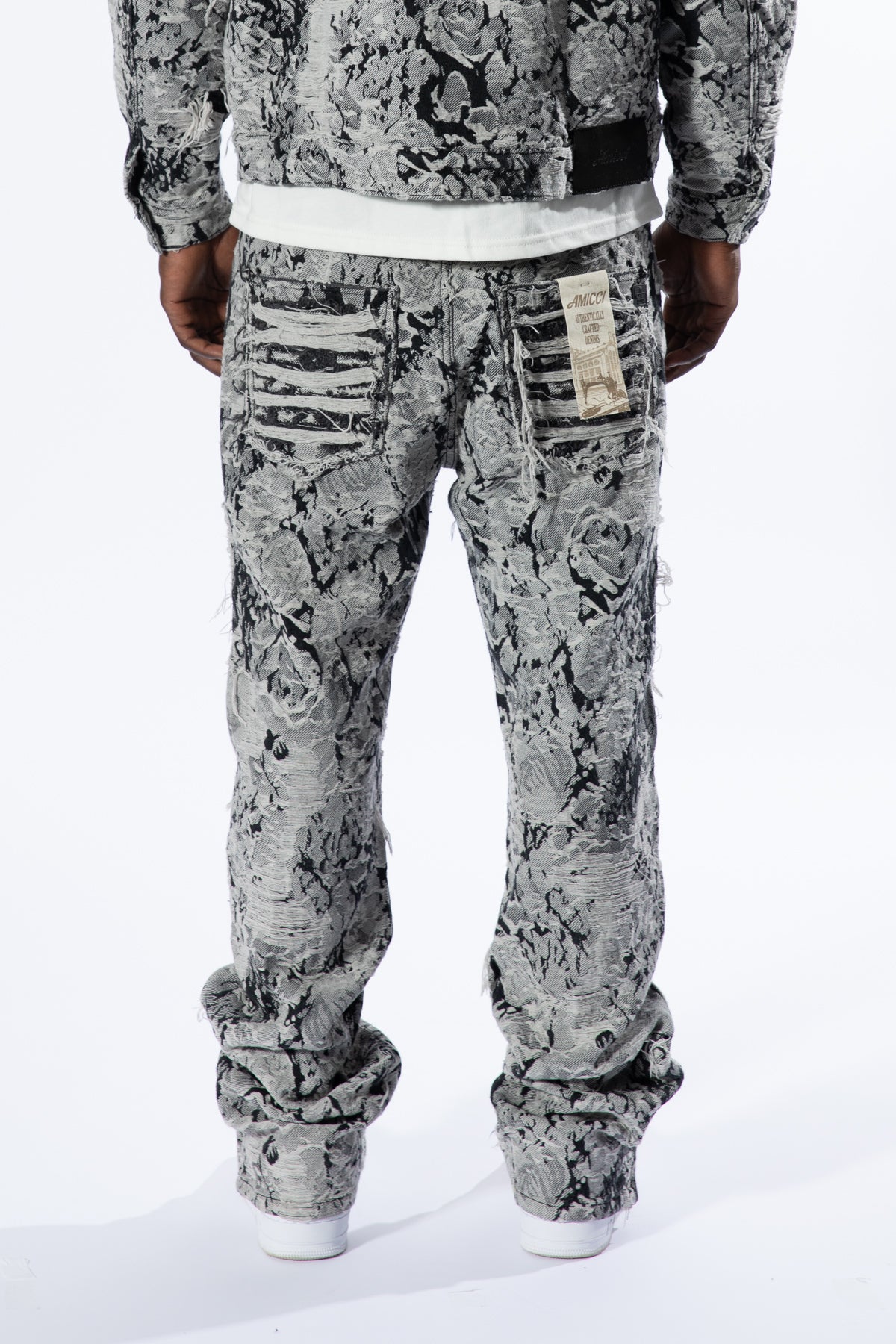 Amelio Jacquard Denim Jeans Zwart