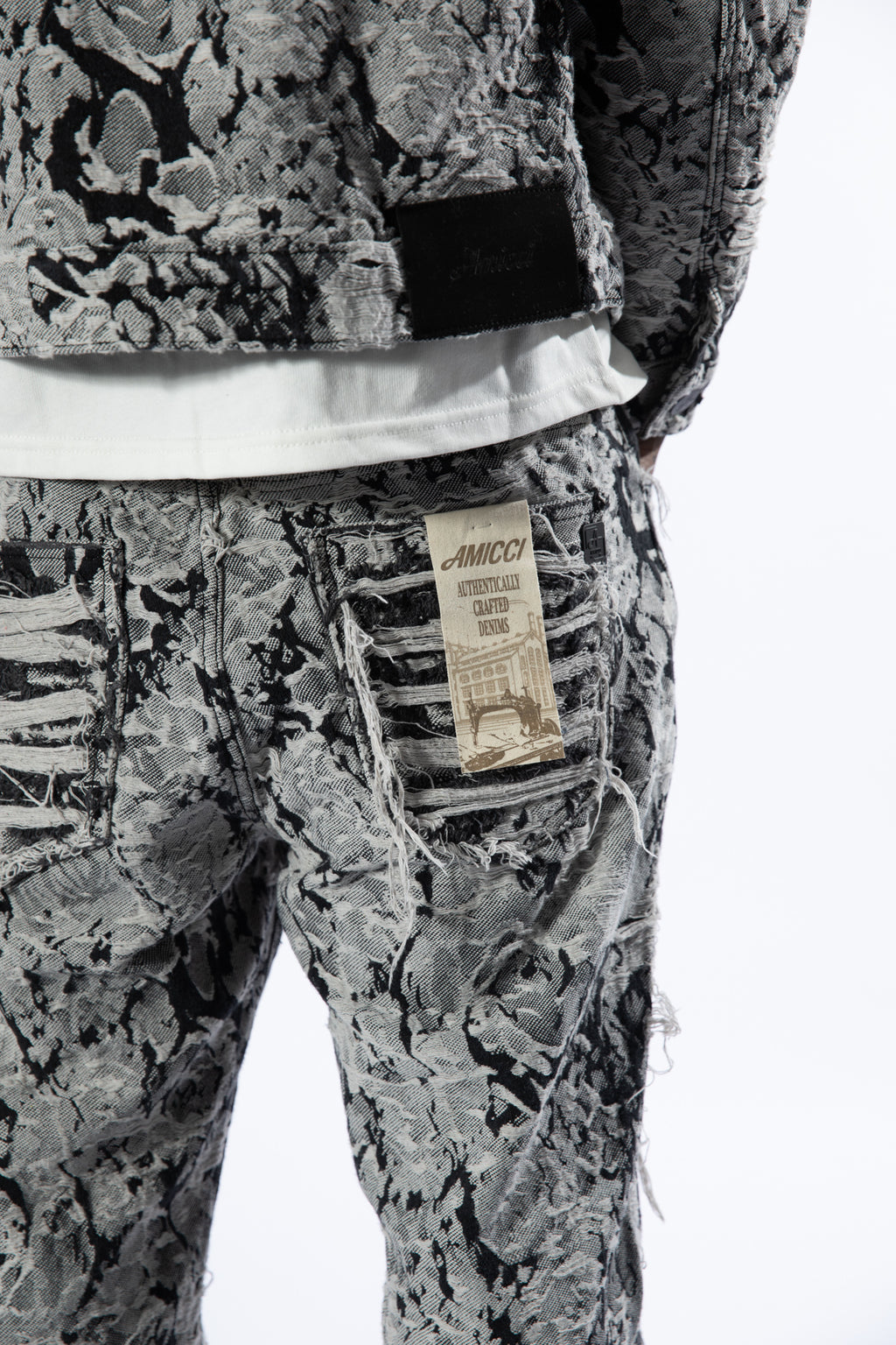 Amelio Jacquard Denim Jeans Zwart