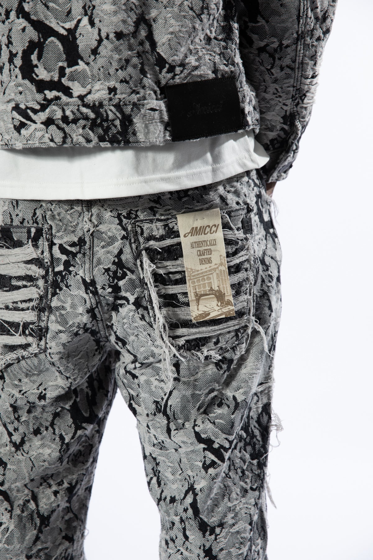 Amelio Jacquard Denim Jeans Zwart