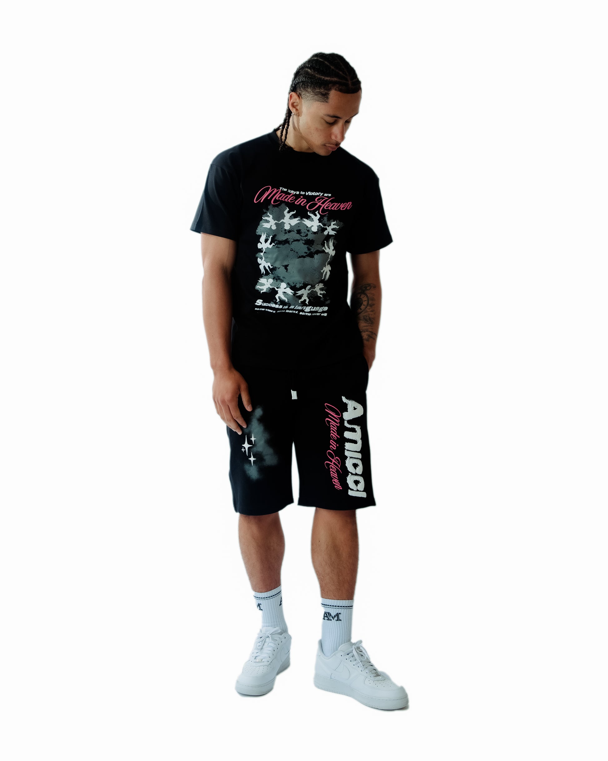 Angeli Grafisch T-shirt Zwart