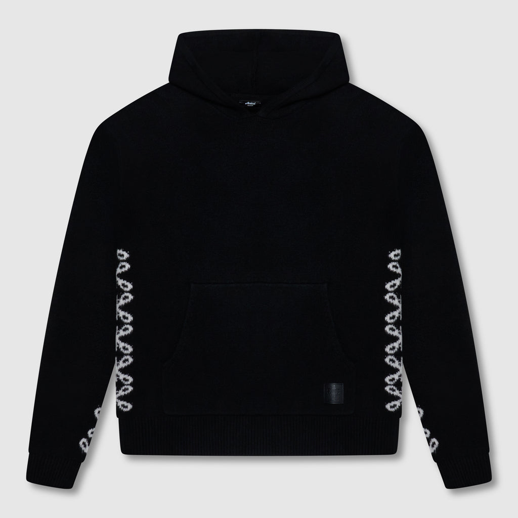 Merino Breiwerk Zwarte Hoodie