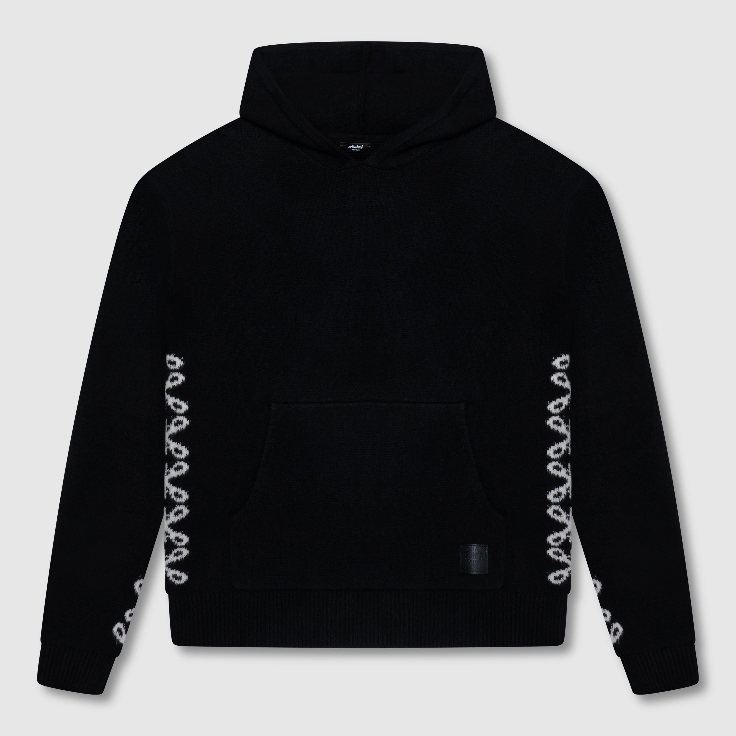 Merino Breiwerk Zwarte Hoodie