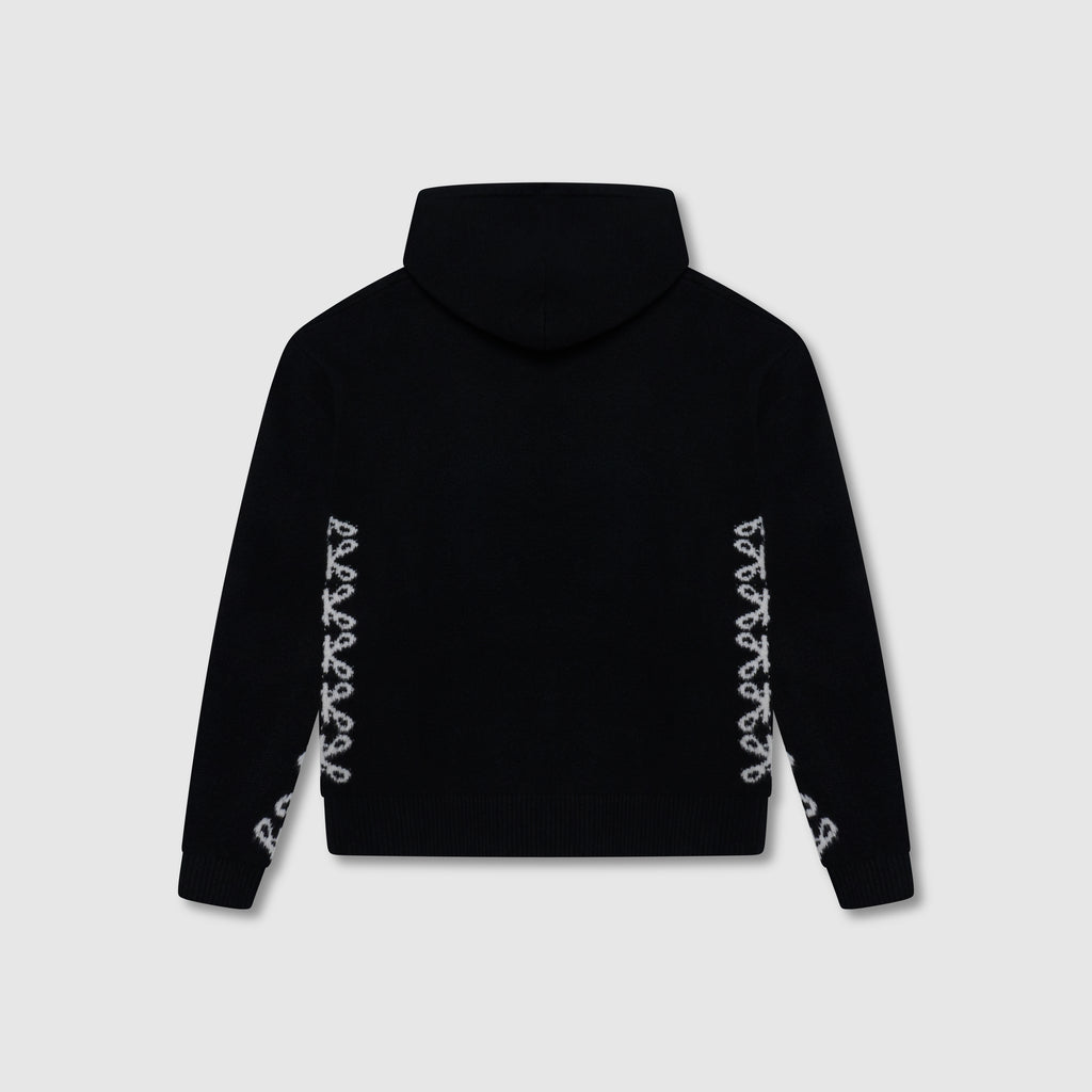Merino Breiwerk Zwarte Hoodie
