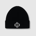 Fluffy Emblem Black Knitted Beanie
