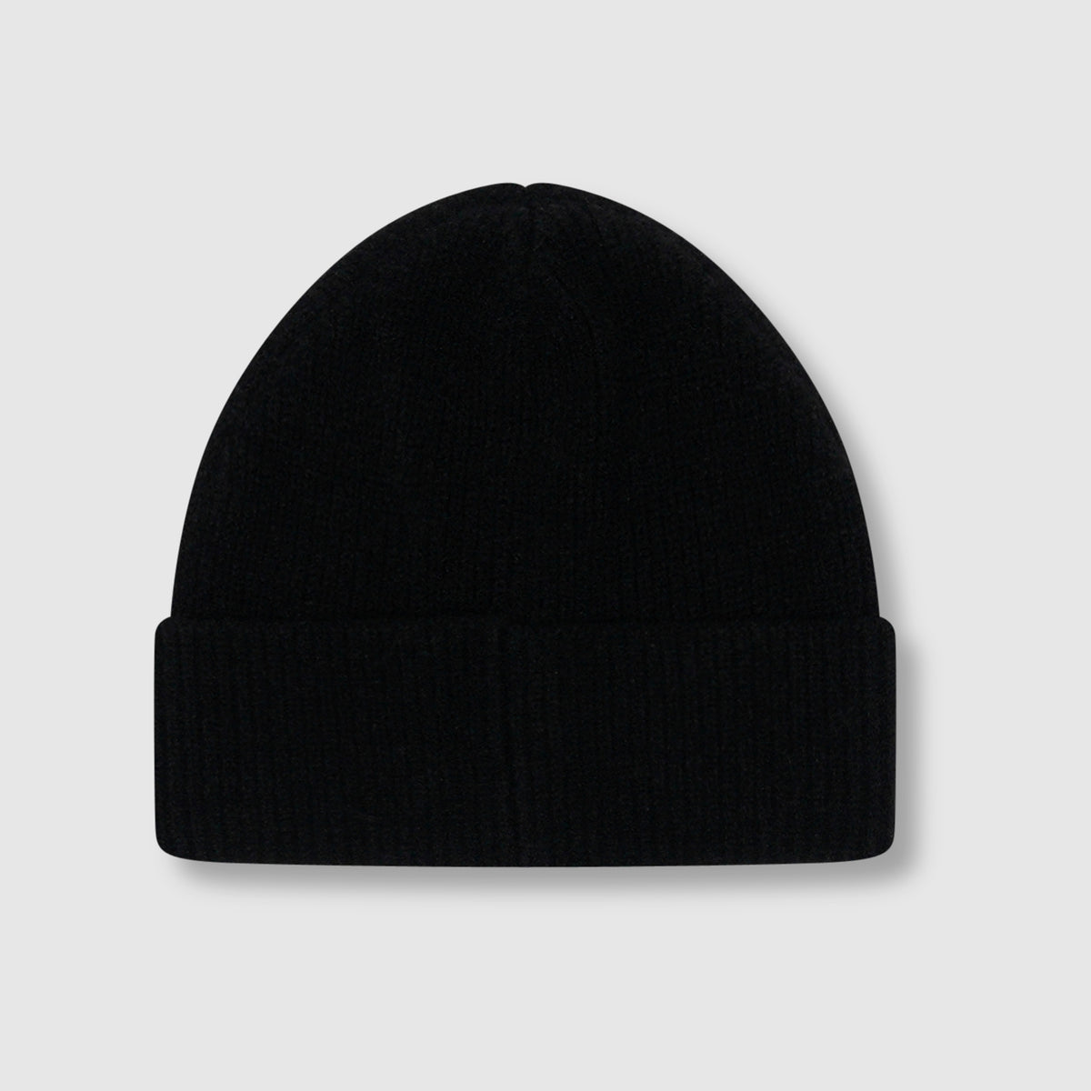 Fluffy Emblem Black Knitted Beanie