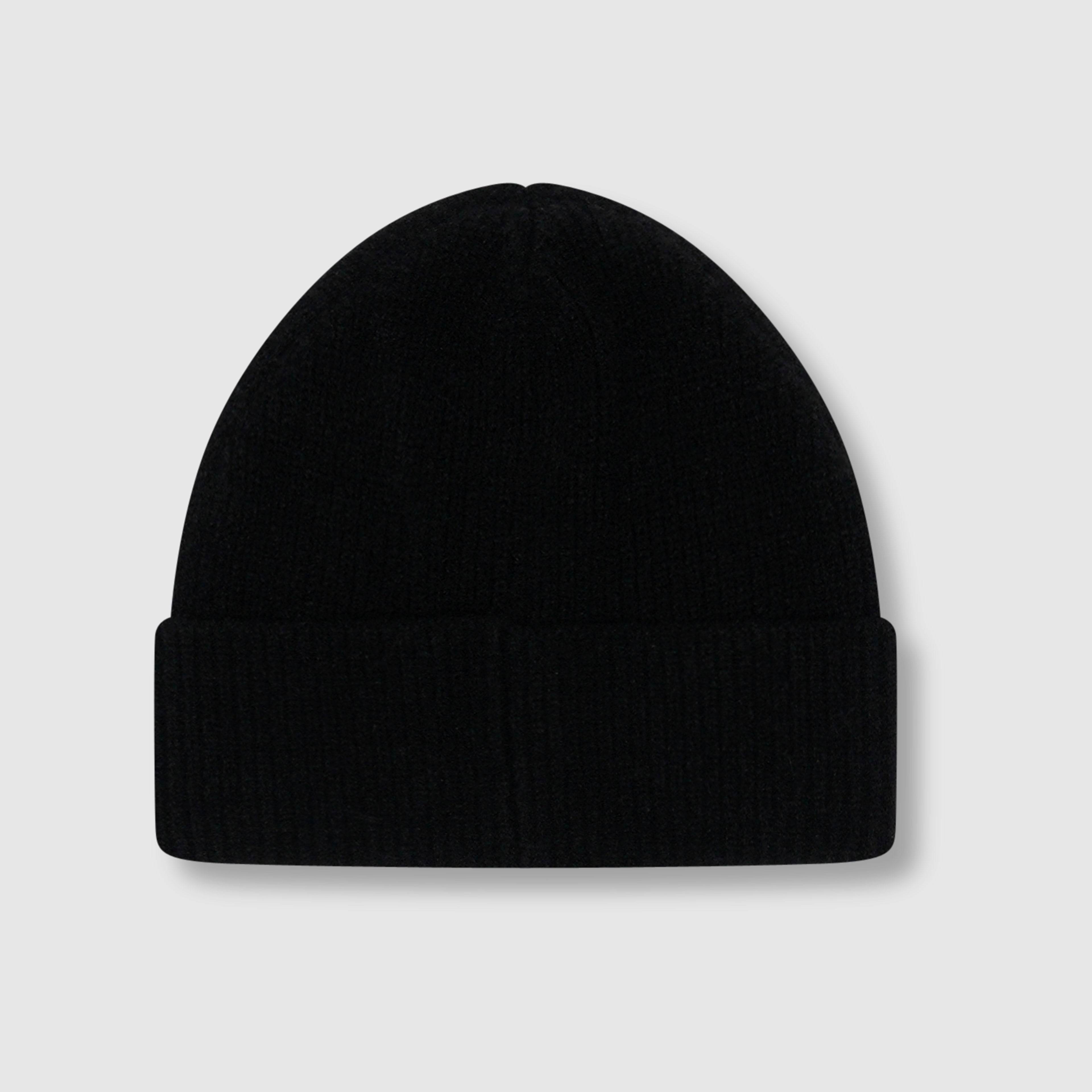Fluffy Emblem Black Knitted Beanie