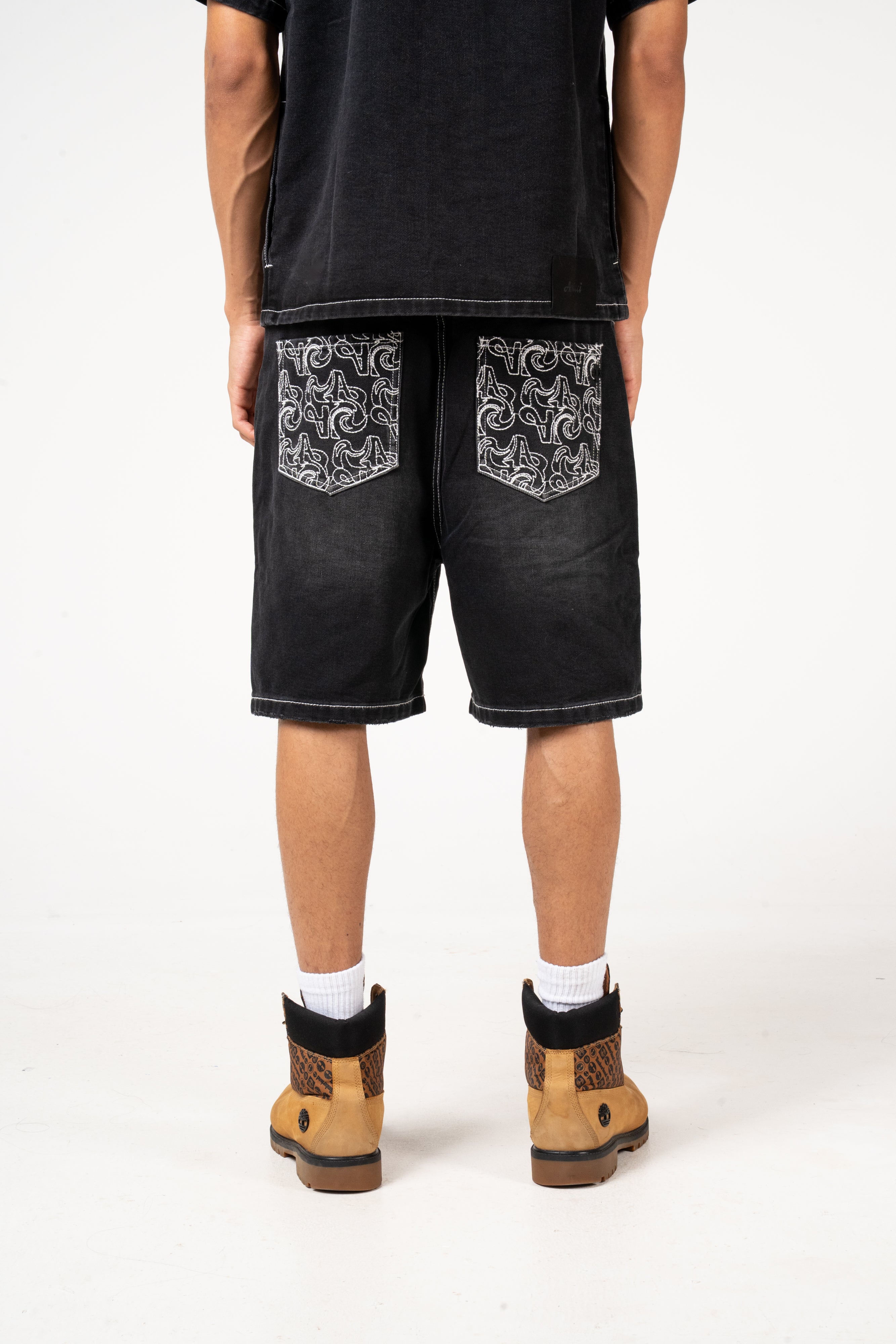 Keshi Denim Short Set Zwart
