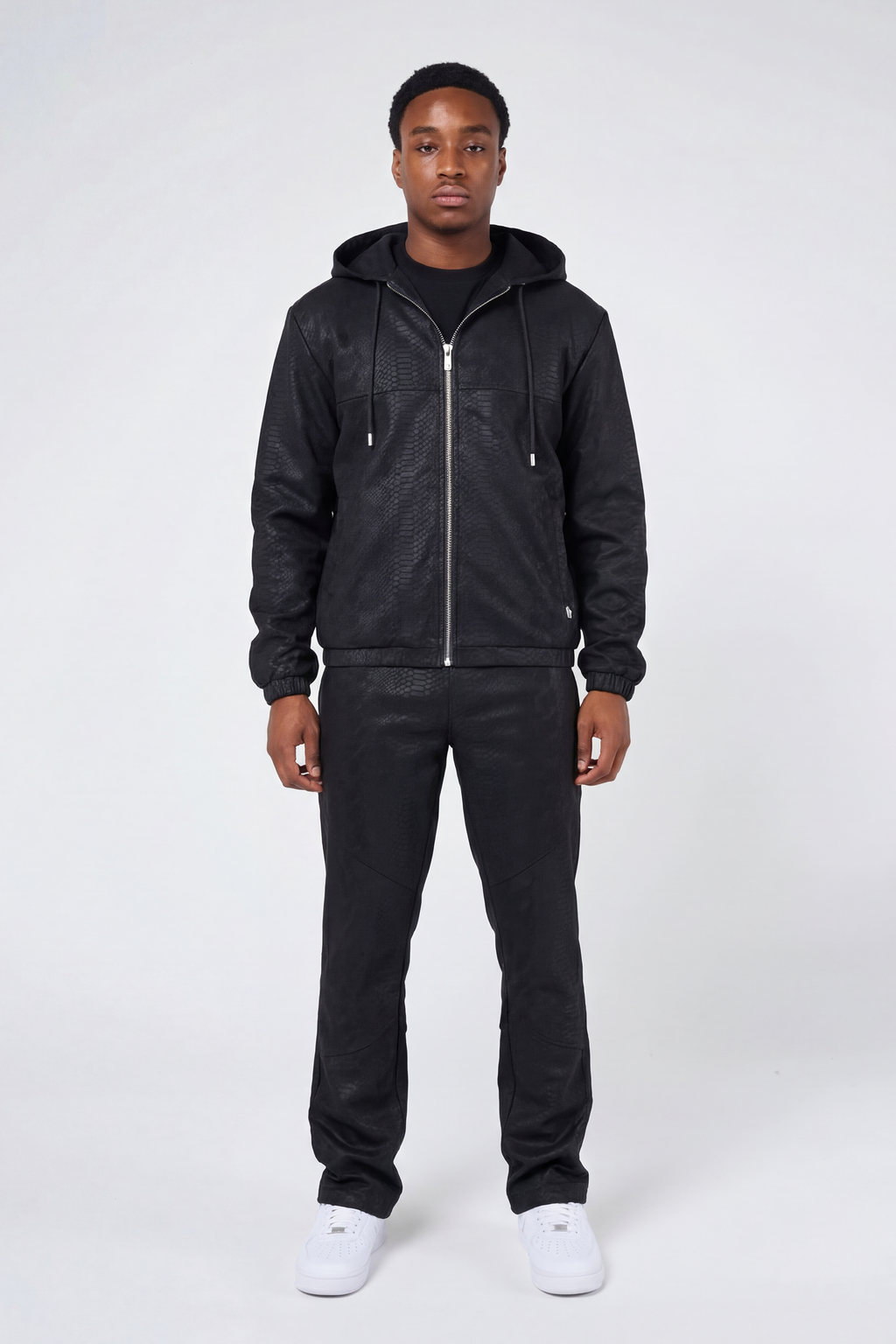 Isandro Black Croc Leather Jacket