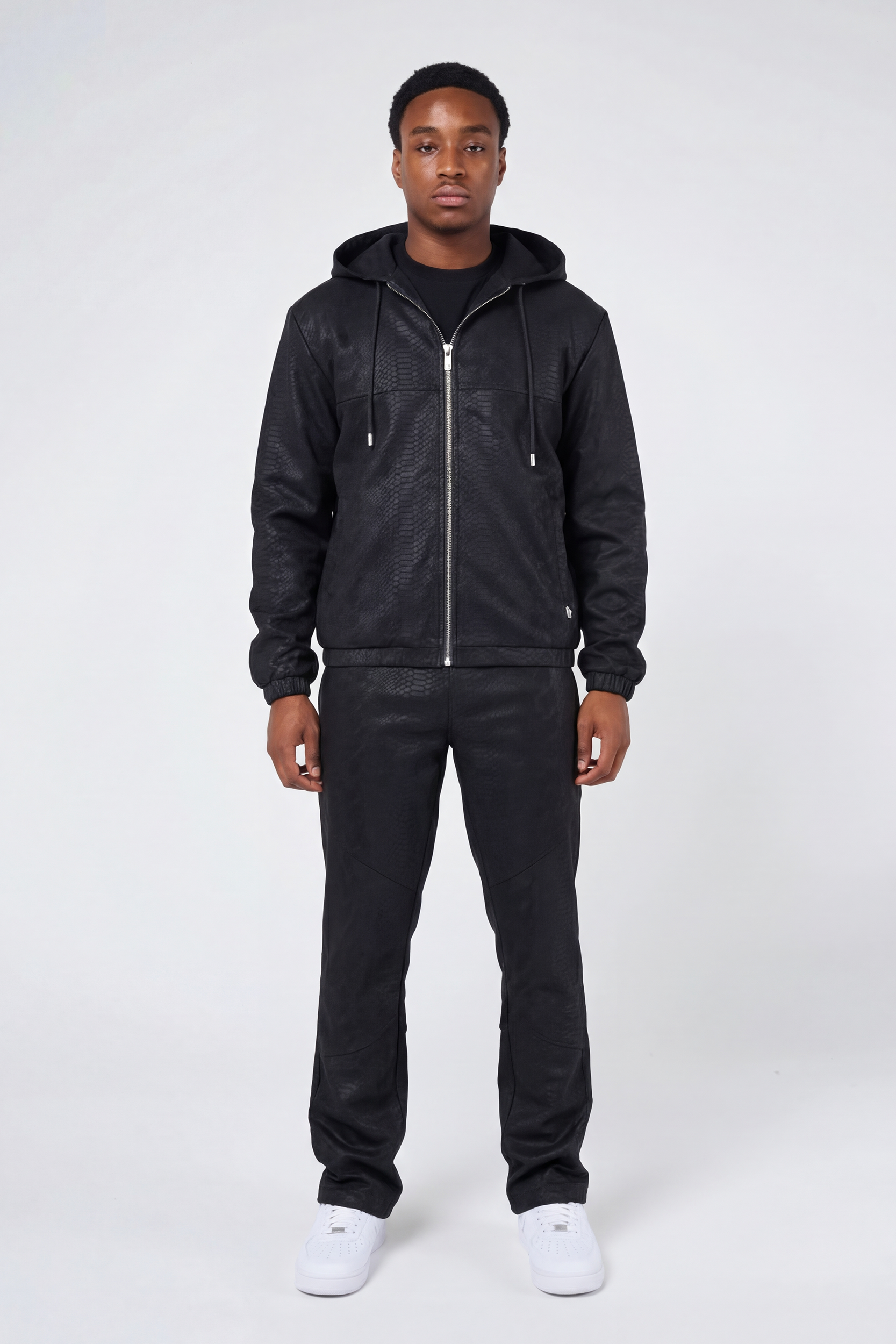 Isandro Black Croc Leather Jacket