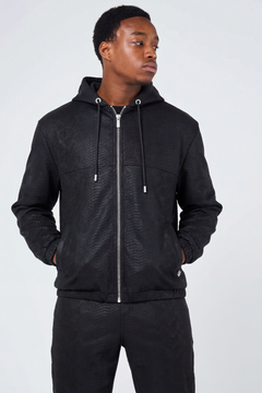 Isandro Black Croc Leather Jacket