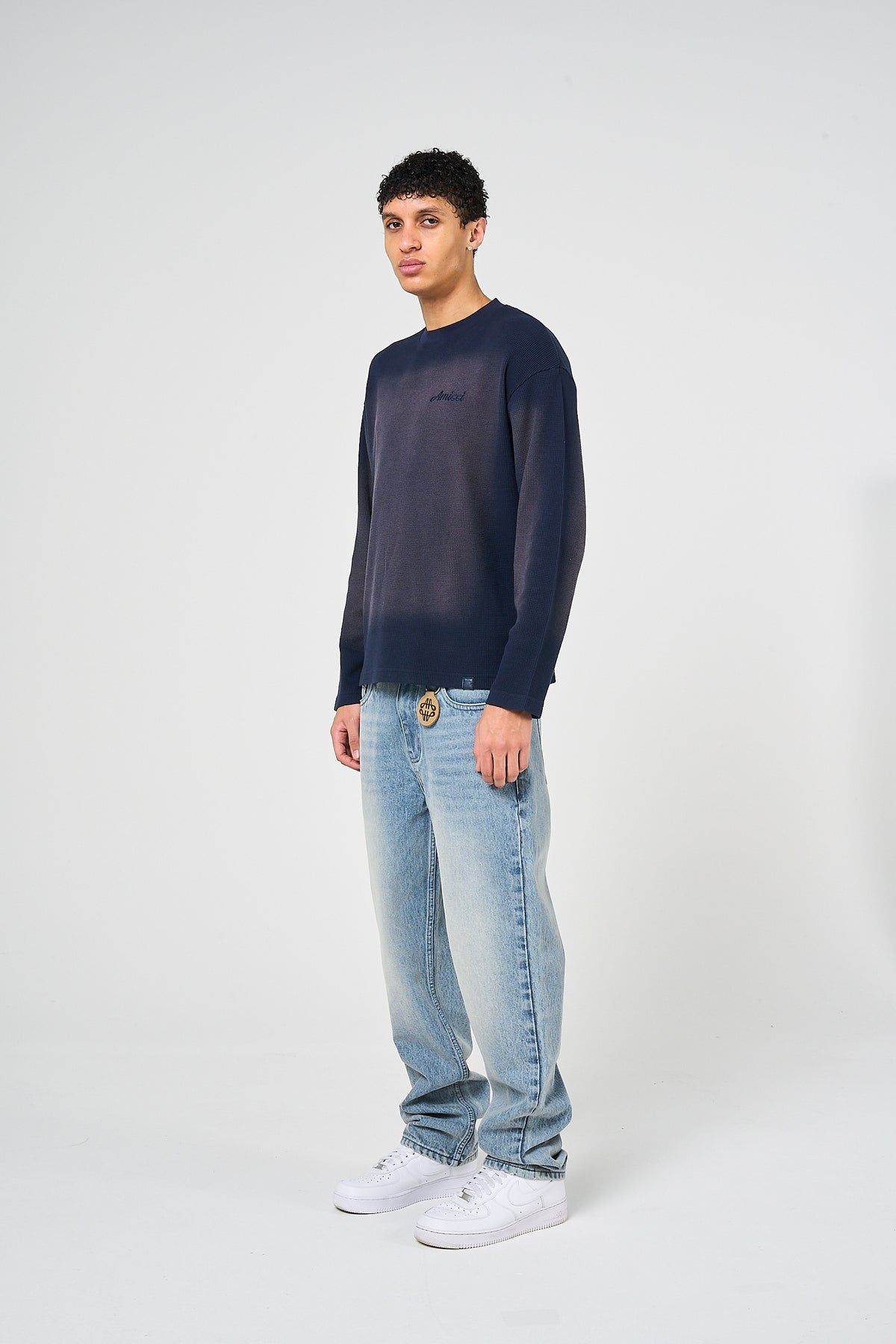 Pandan Marine Wafel T-shirt Lange Mouw
