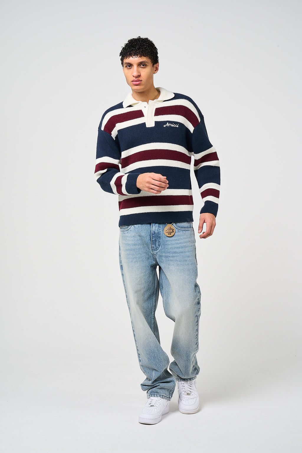 Awing Striped Knitted Sweatshirt
