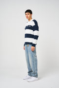 Awing Marine Gestreepte Gebreide Sweater