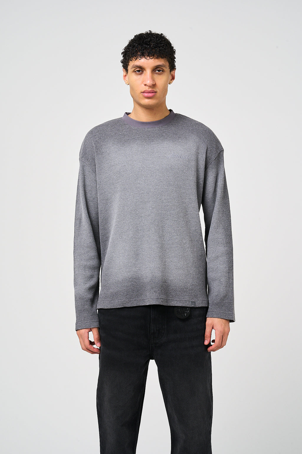 Pandan Grey Waffle Long Sleeve T Shirt