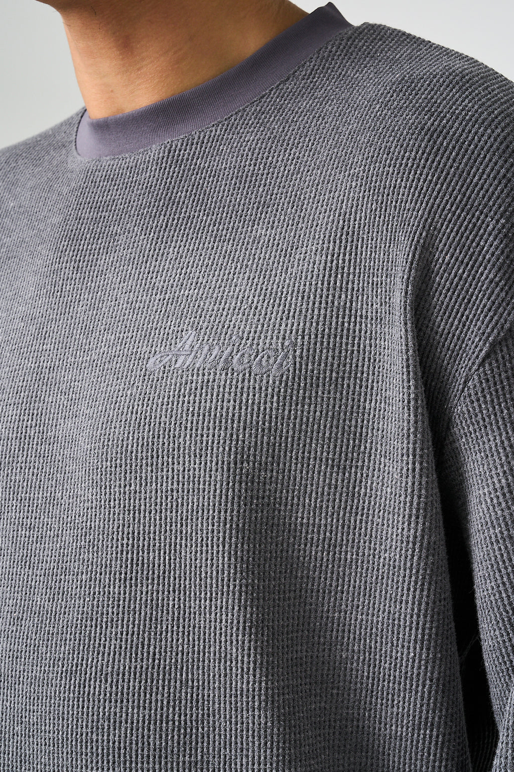 Pandan Grey Waffle Long Sleeve T Shirt