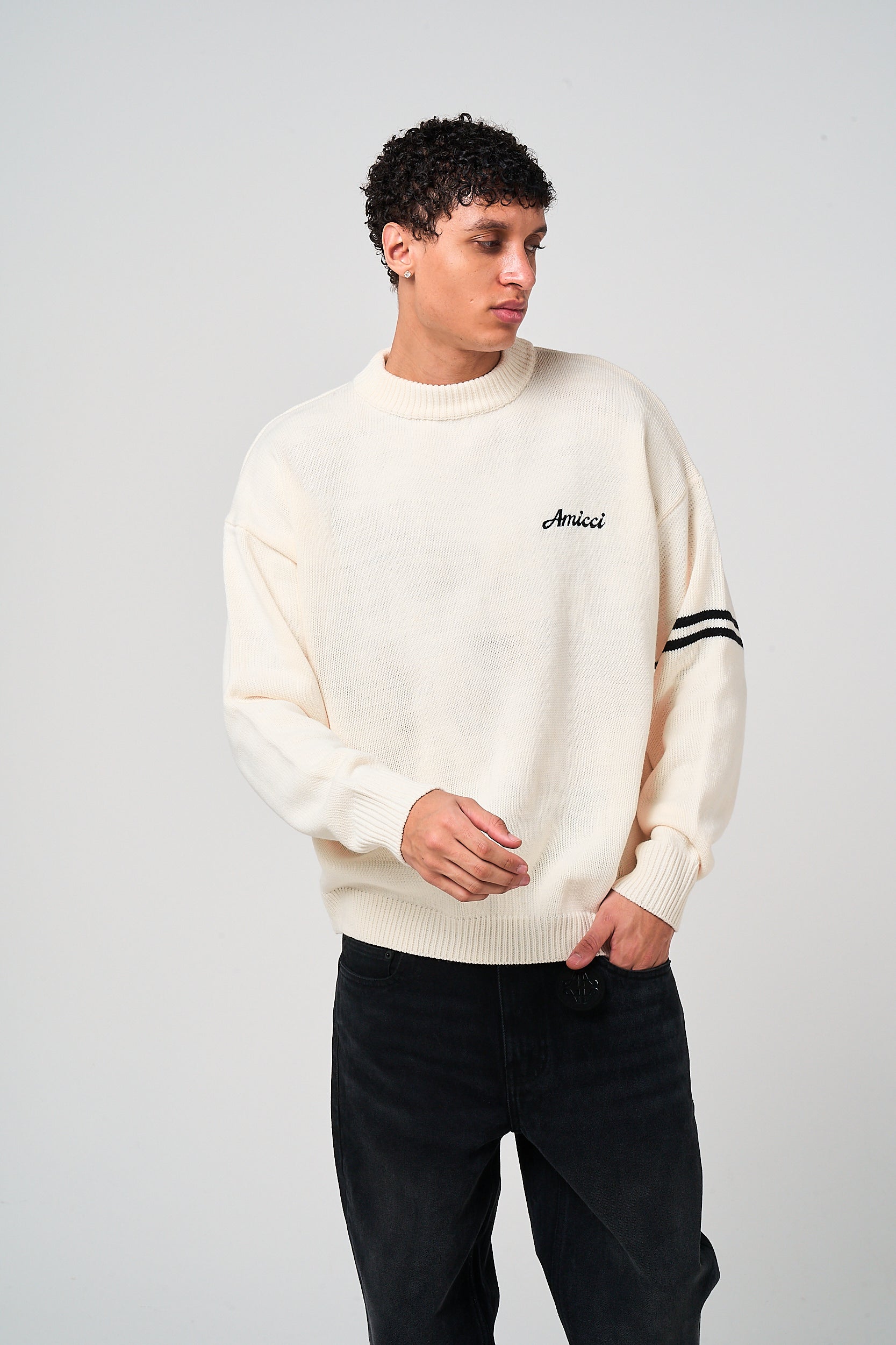 Nantes Long Sleeve White Knitted T Shirt