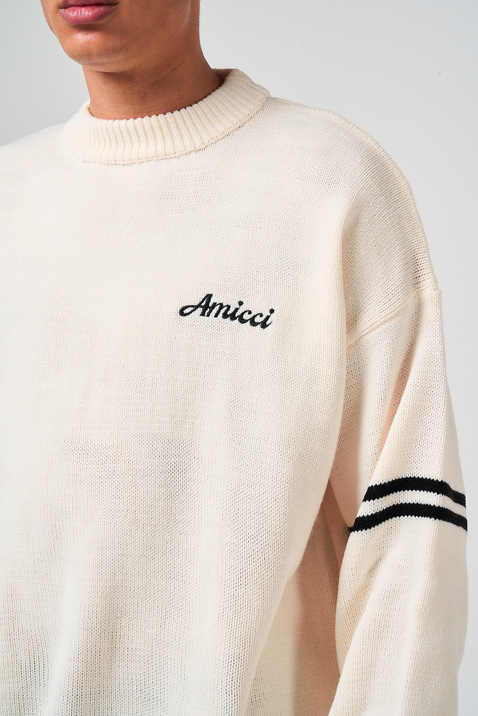 Nantes Long Sleeve White Knitted T Shirt