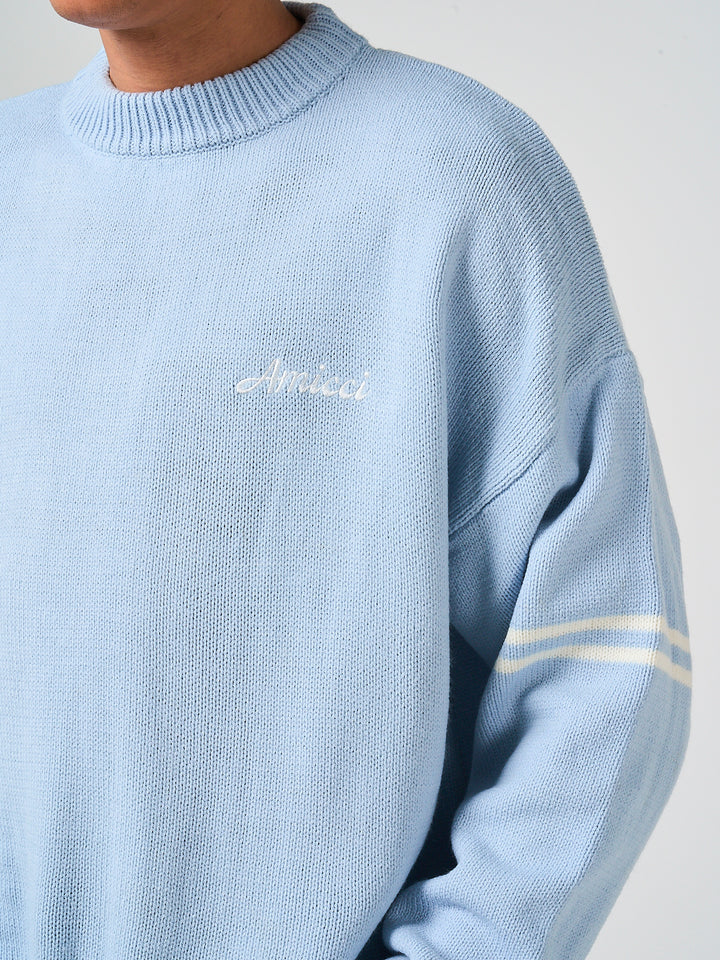 Nantes Long Sleeve Blue Knitted T Shirt