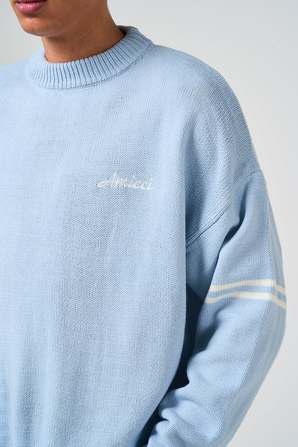 Nantes Gebreid T-shirt met lange mouwen, blauw