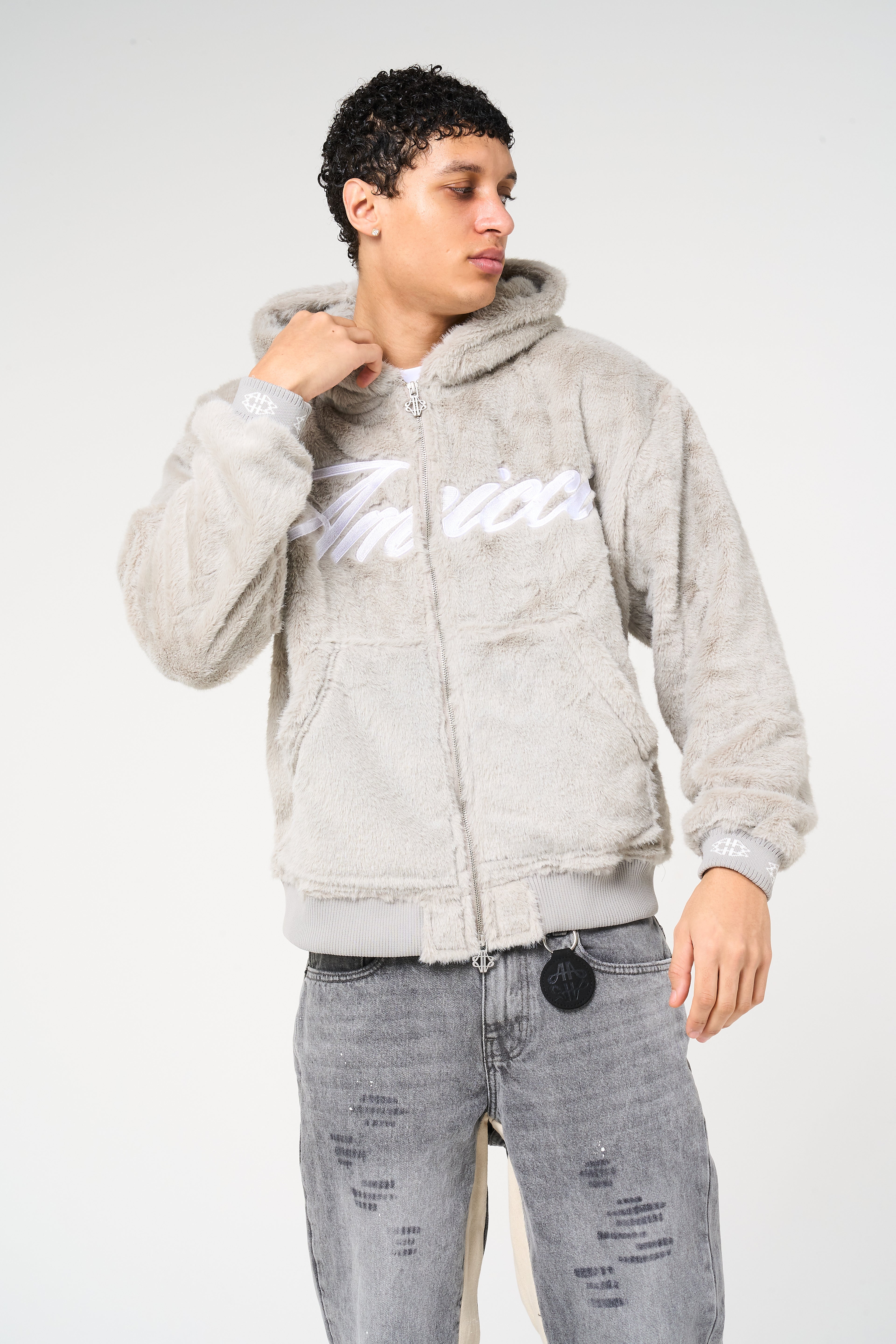 Oakley Grey Fur Hoodie