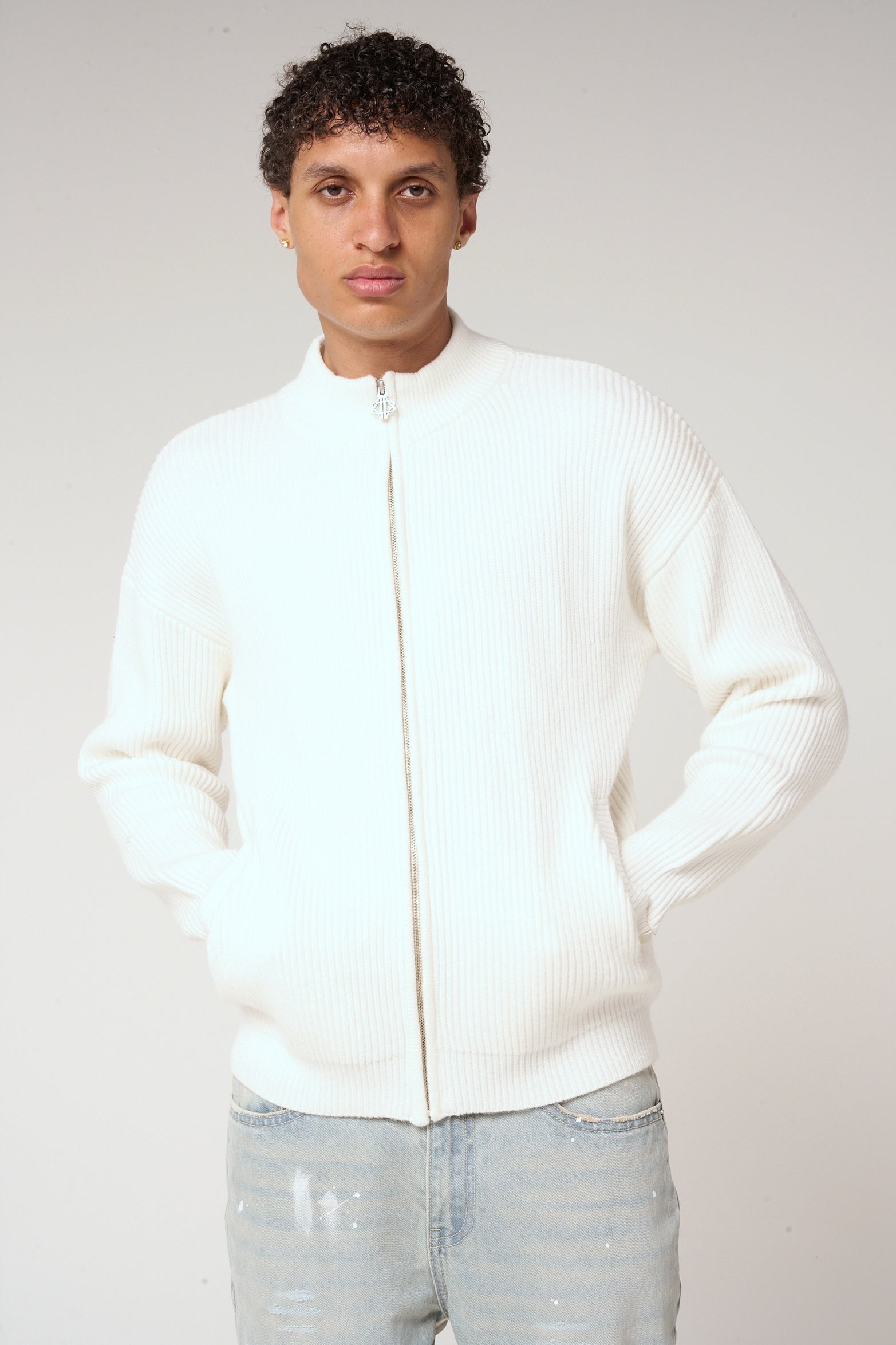 Mesa Ribbed Zip-Through Jacket White