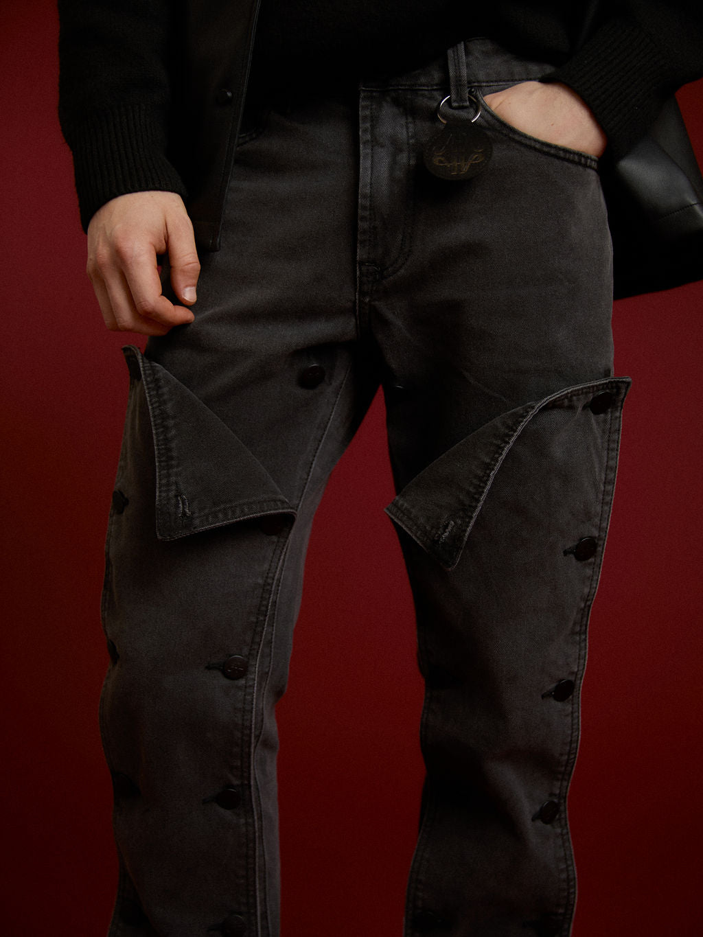 Knox Zwart Gewassen Gepaneerde Jeans