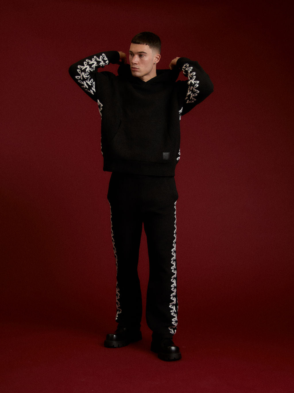 Merino Breiwerk Zwarte Hoodie