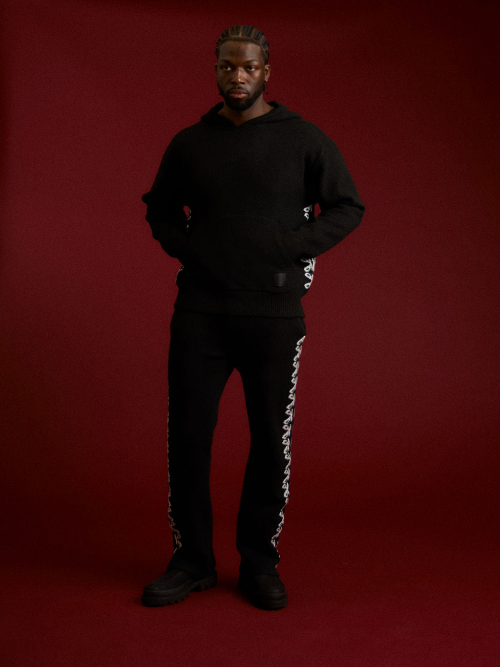 Merino Breiwerk Zwarte Hoodie
