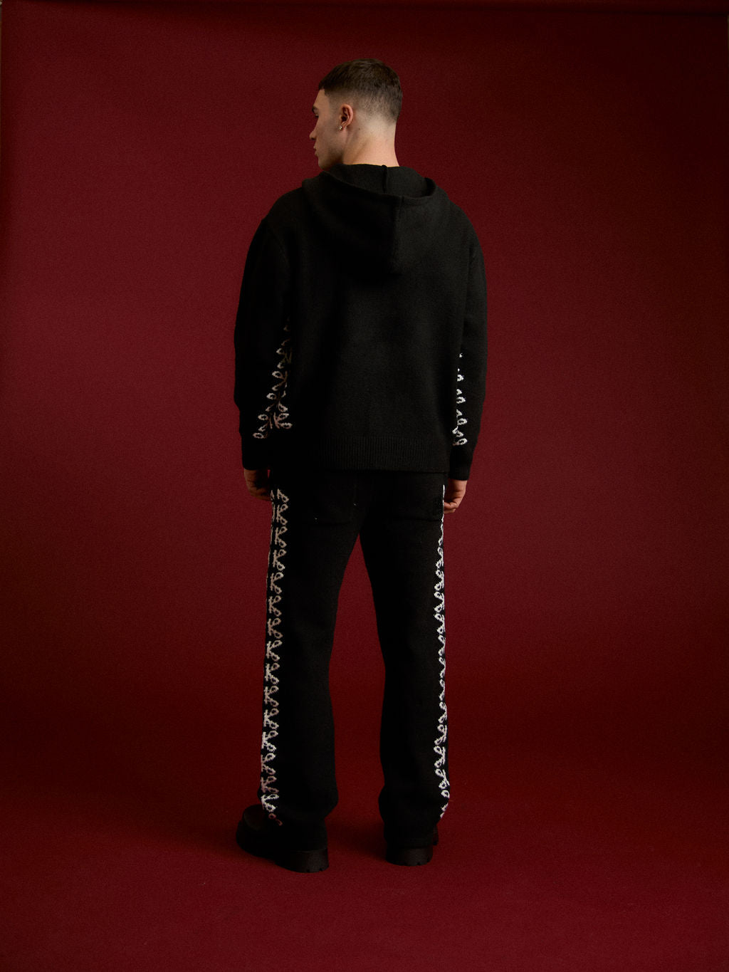 Merino Breiwerk Zwarte Hoodie