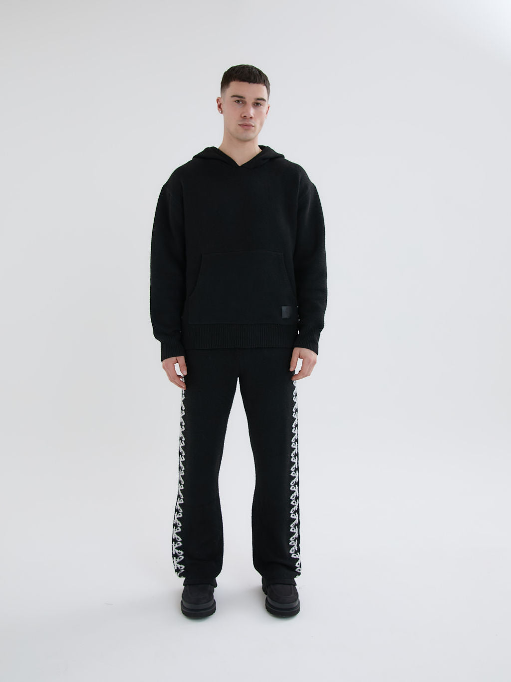 Merino Breiwerk Zwarte Hoodie