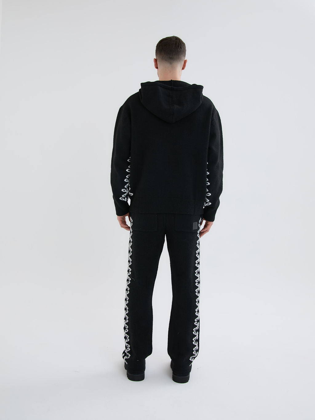 Merino Breiwerk Zwarte Hoodie