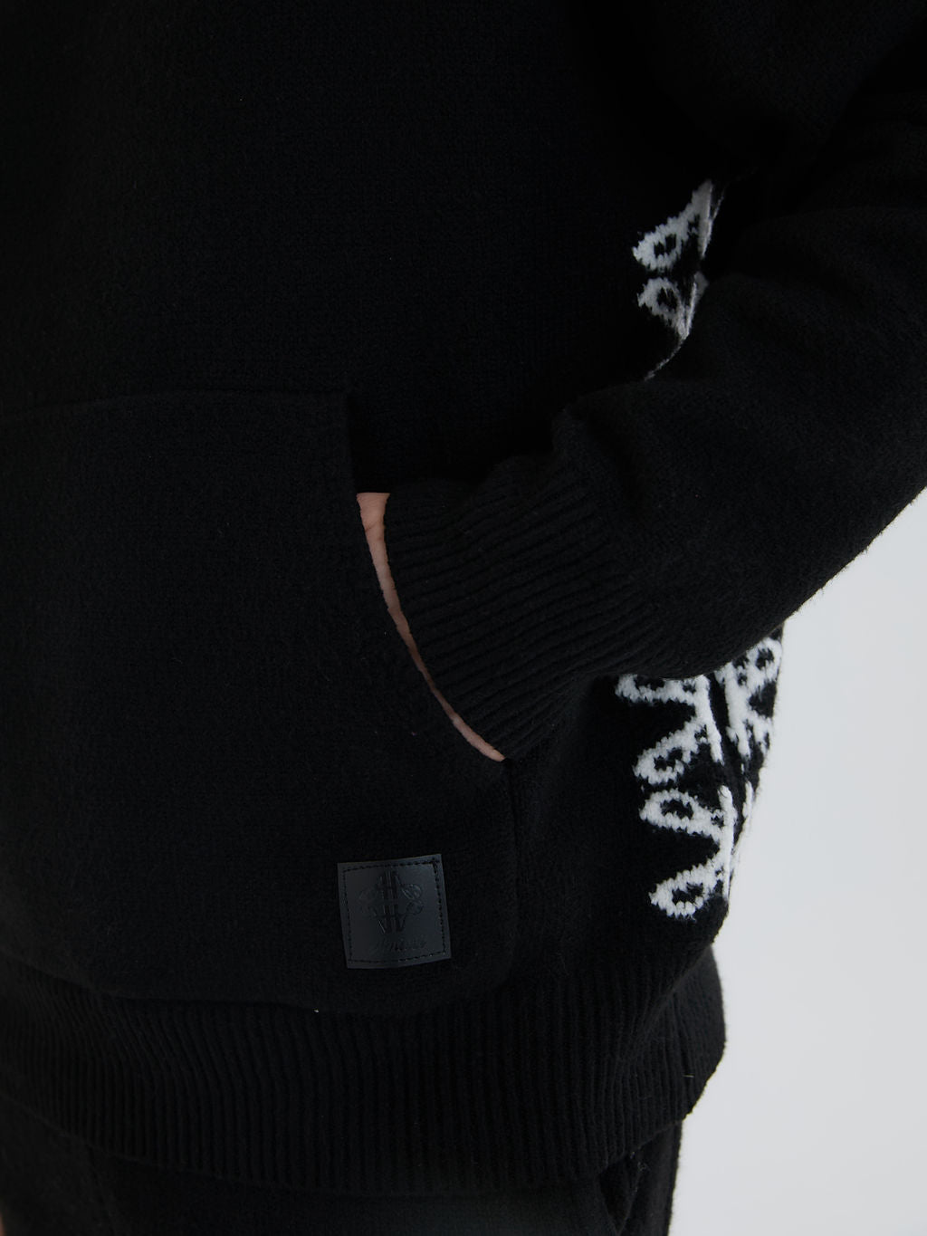 Merino Breiwerk Zwarte Hoodie