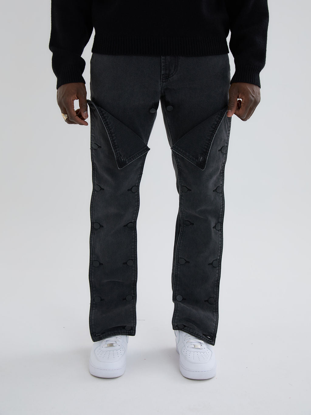 Knox Zwart Gewassen Gepaneerde Jeans