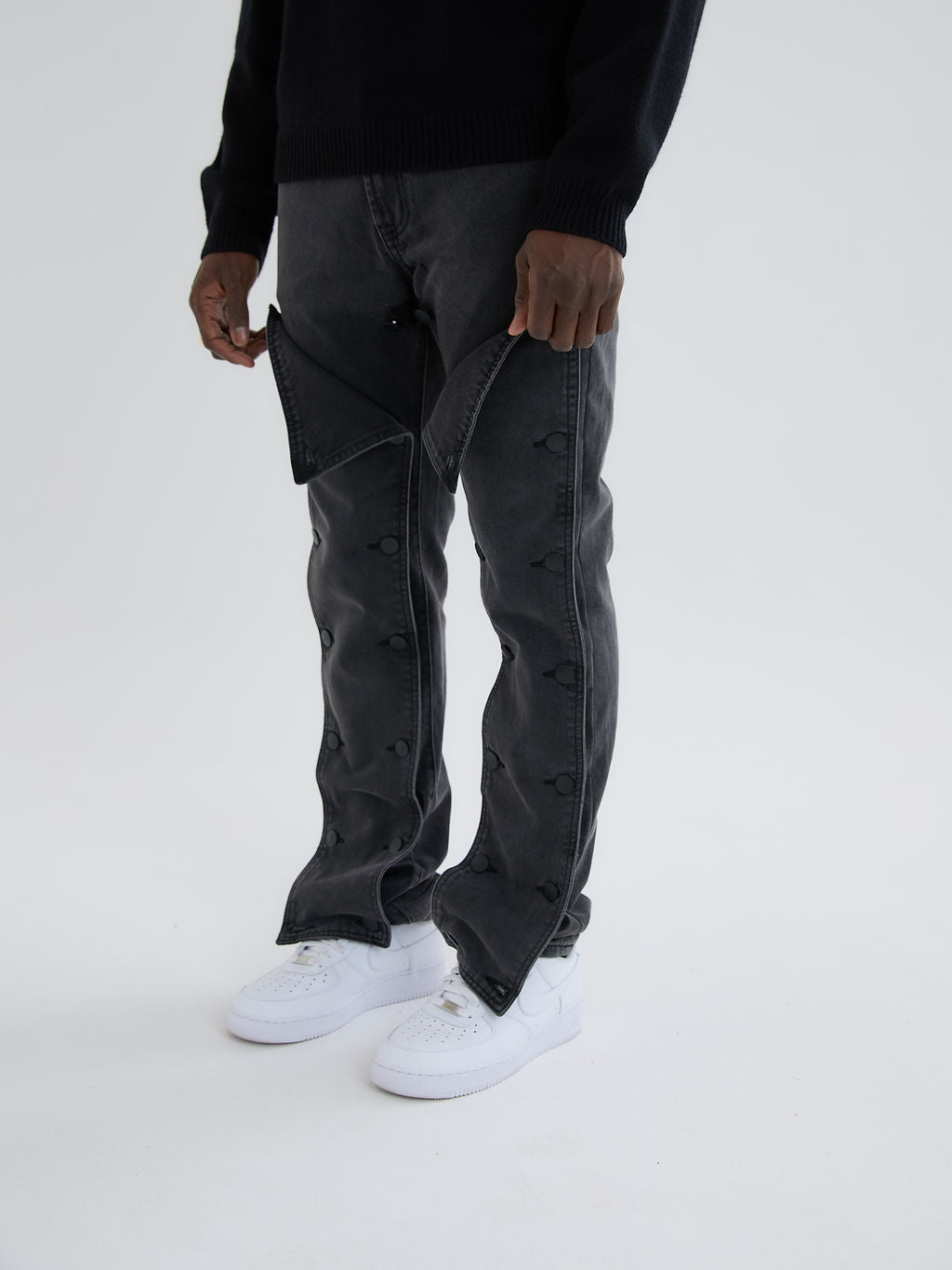 Knox Zwart Gewassen Gepaneerde Jeans