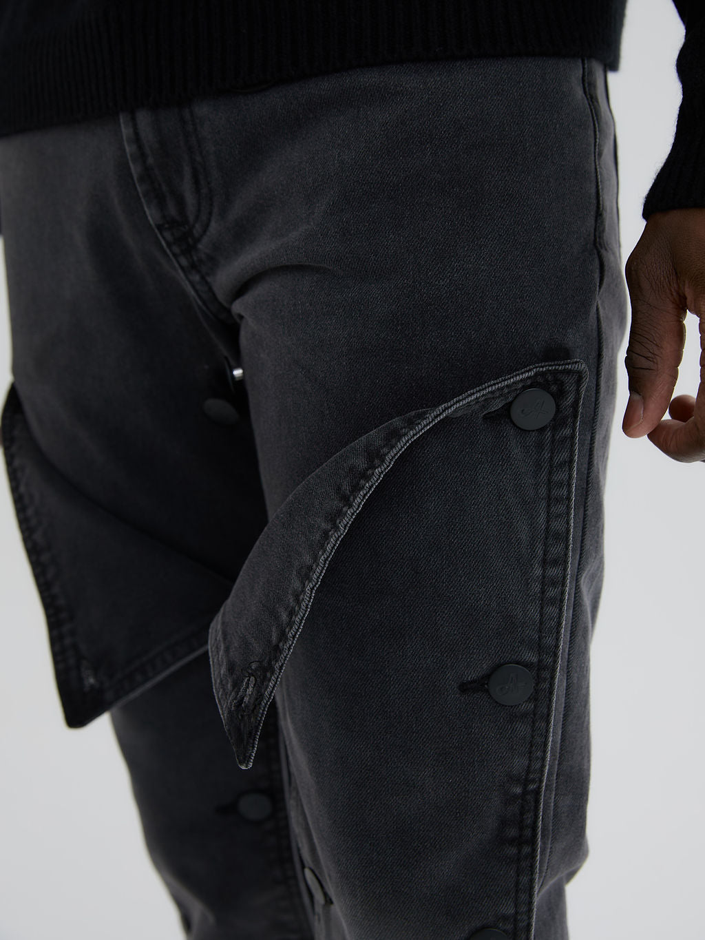 Knox Zwart Gewassen Gepaneerde Jeans